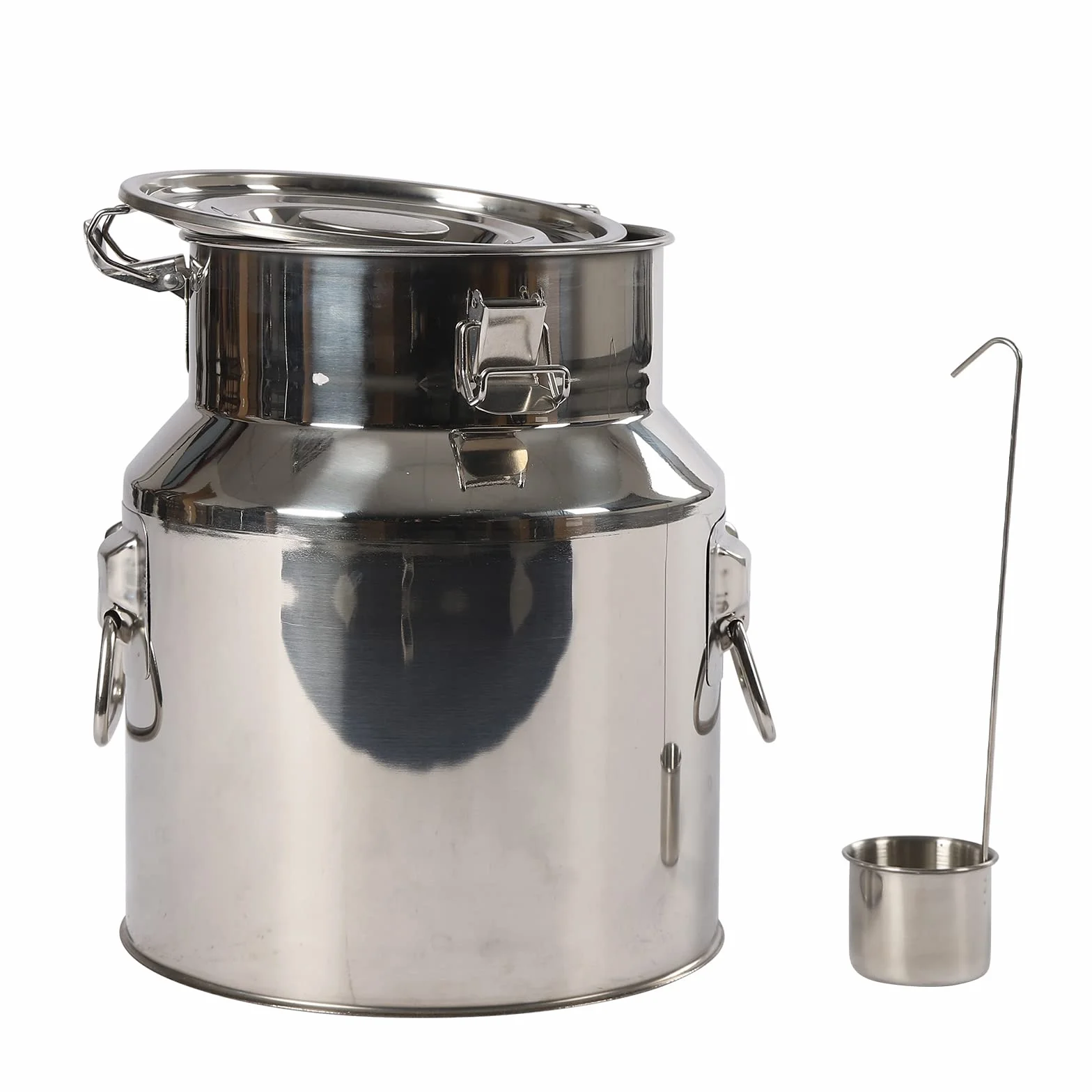 201 Edelstah - Jarra hermética para leche, tapa a prueba de fugas, recipiente de acero inoxidable con junta de silicona, depósito de leche con asa para vino, aceite, zumo (14 L)