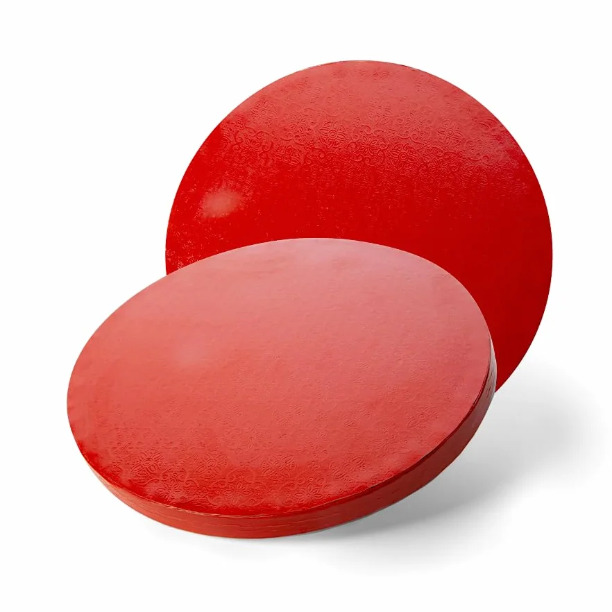 GLOTOMANIA Base para Tarta Redonda Roja 25 cm x 1.2 cm Pack de 3 Unidades
