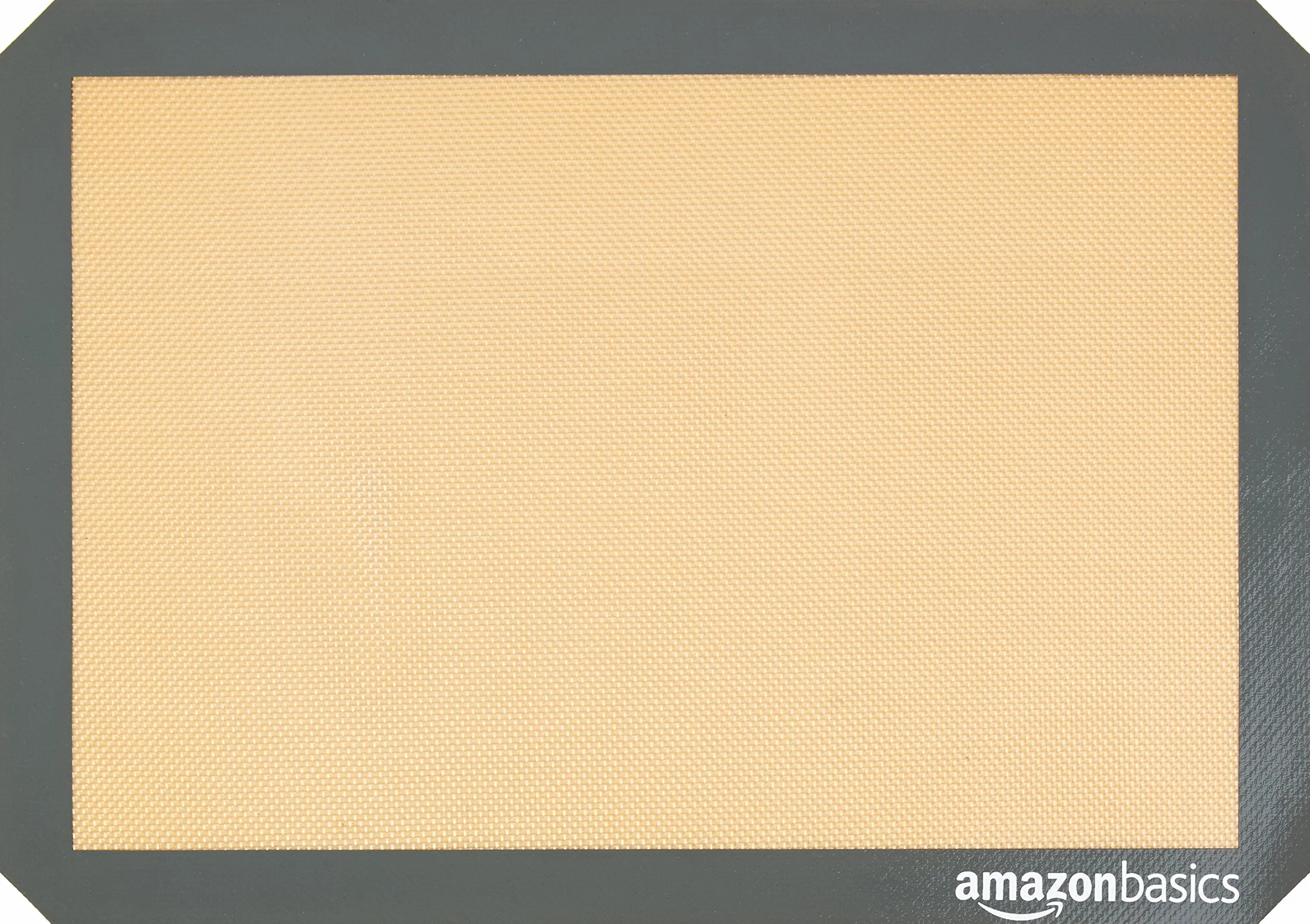 Amazon Basics Rectangular Tapete de Silicona para Hornear, Juego de 2 Unidad, Beige/Negro, 29.5cm x 42.0cm