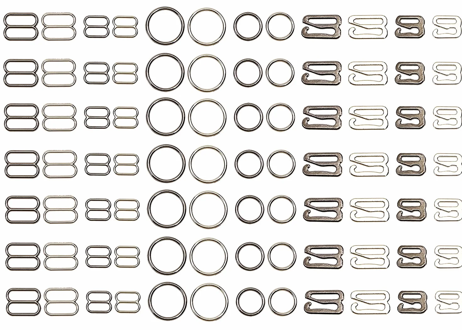 Tupalizy 120 ganchos de correa de brasier para coser bikini, parte superior de traje de baño, anillos de lencería, clips de metal para traje de baño, deslizador de ajuste para vestido deslizante, 3