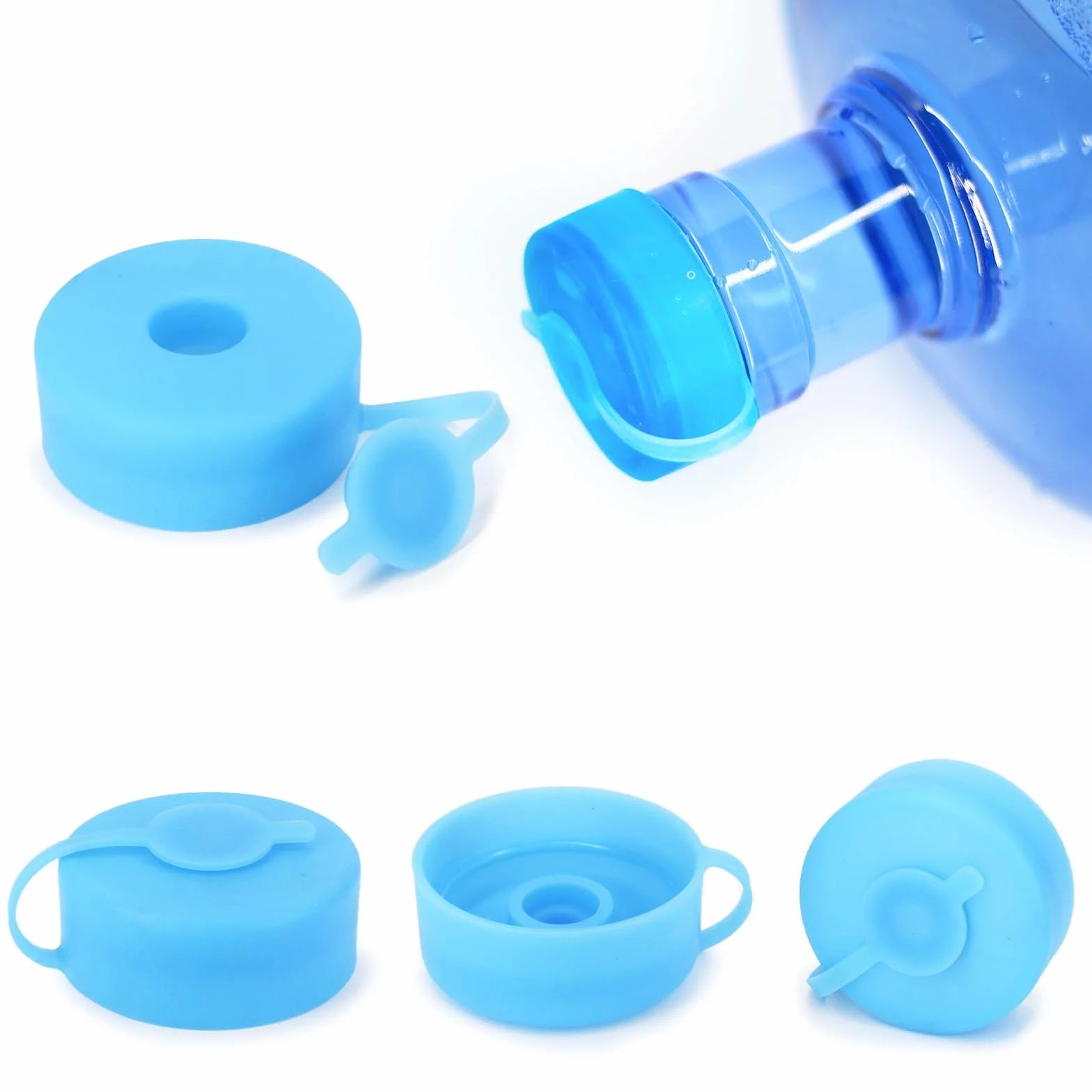 Myvision Tapa de jarra de agua reutilizable de 3 a 5 galones, tapa de repuesto de silicona, tapas de botella antiderrames para tapas dispensadoras de agua de botella de 55 mm