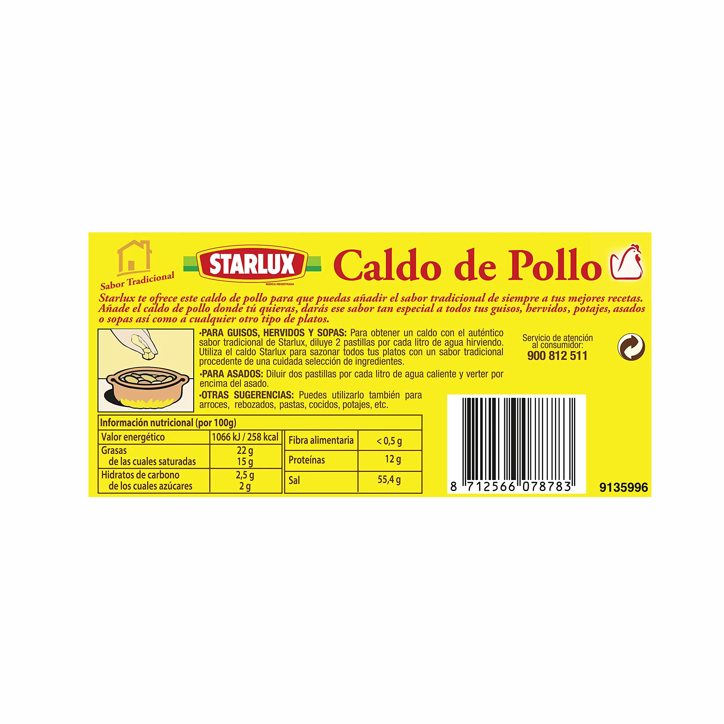 Knorr Starlux Caldo Pastilla Pollo 10 pastillas