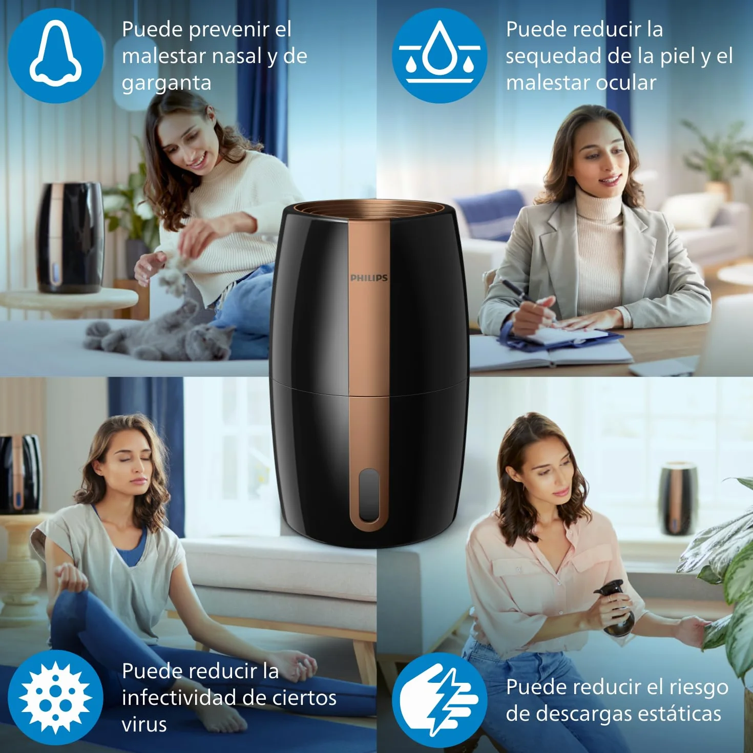 Philips Serie 2000 NanoCloud Humidificador 200 ml/h 2L Ultra silencioso 33 dB Negro HU2718/10