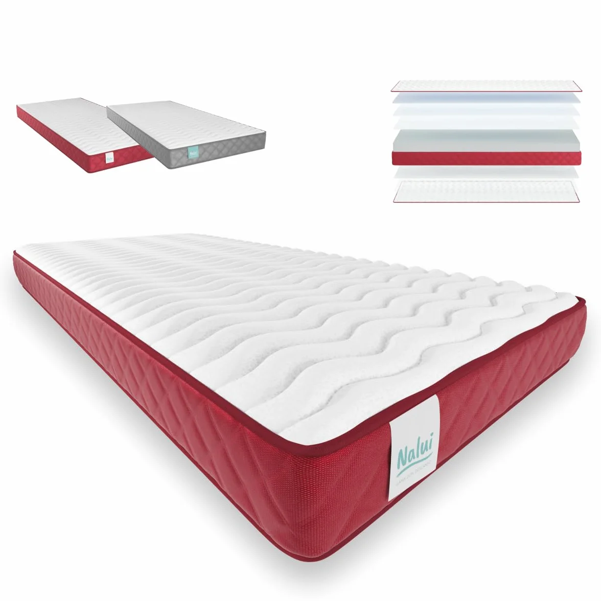 NALUI - Colchón Viscoelástico Reversible 90x190cm Gredos con Altura ±15cm. Tejido Strech y Tejido 3D Transpirable | Especial para Cama Nido | Firmeza Medio-Alta | Adaptable | Hecho en España