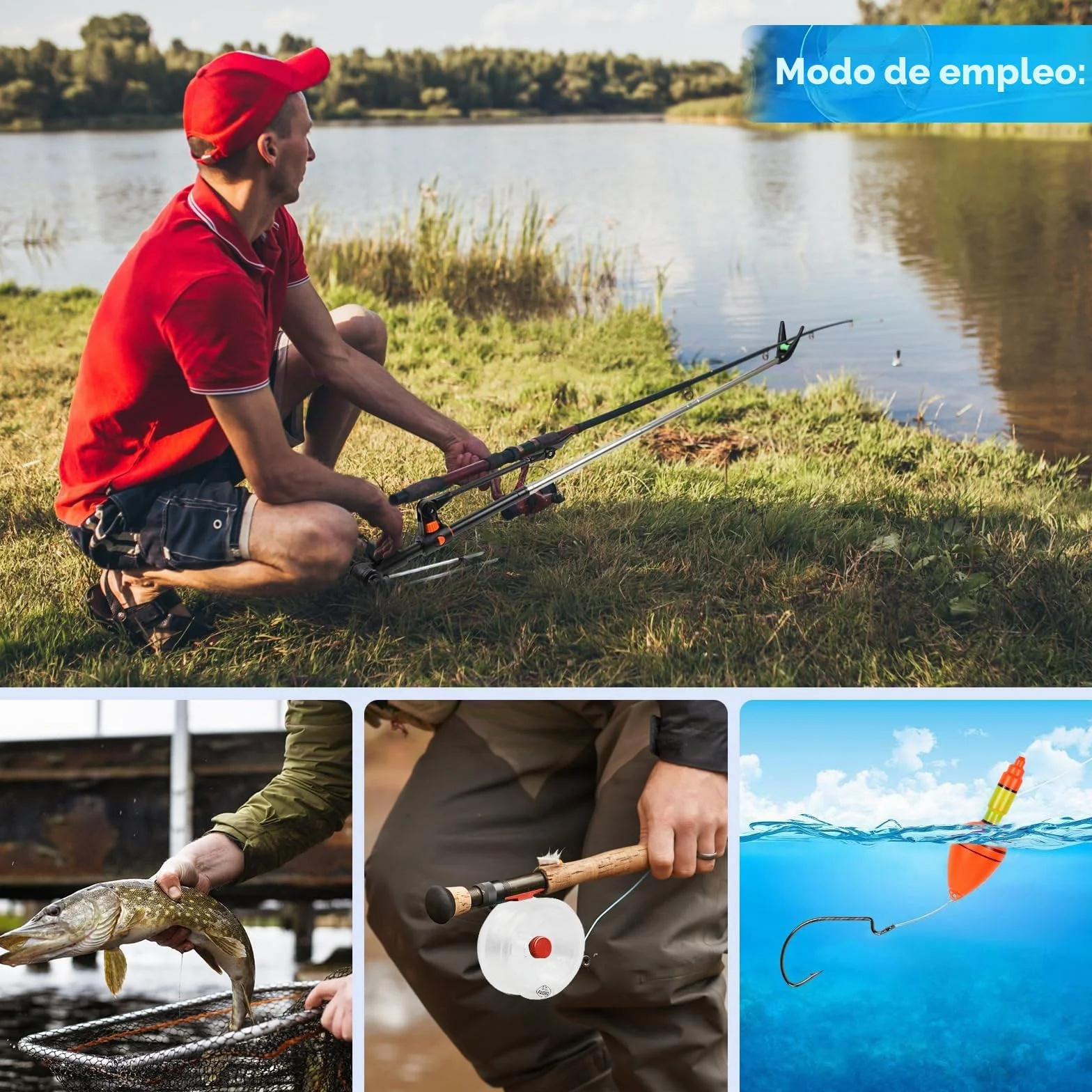 Calendario de Adviento de Pesca 2025 con Soporte para Caña, Agarradero y Pinza