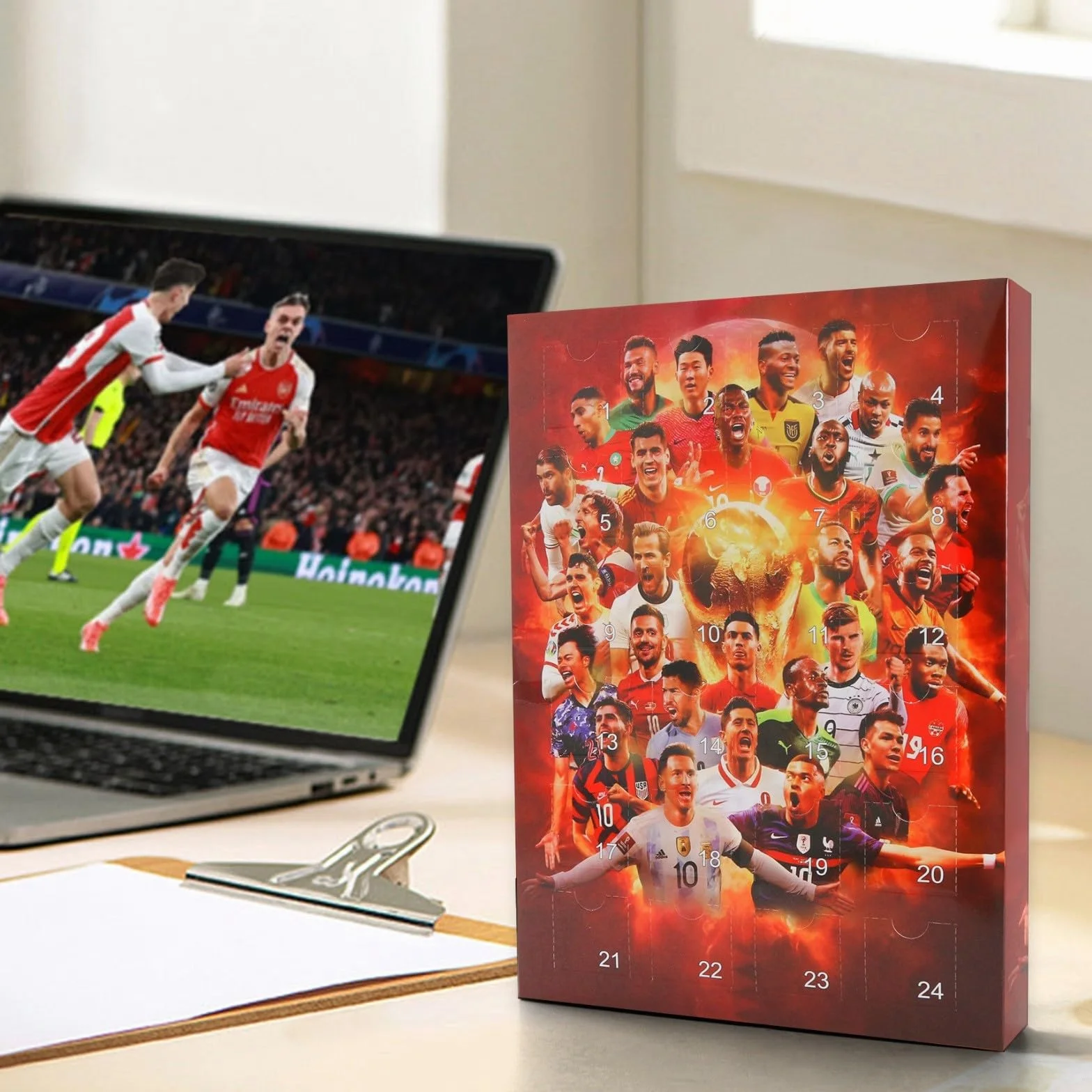 Calendario de Adviento de Fútbol 2024 con 24 Accesorios para Fanáticos