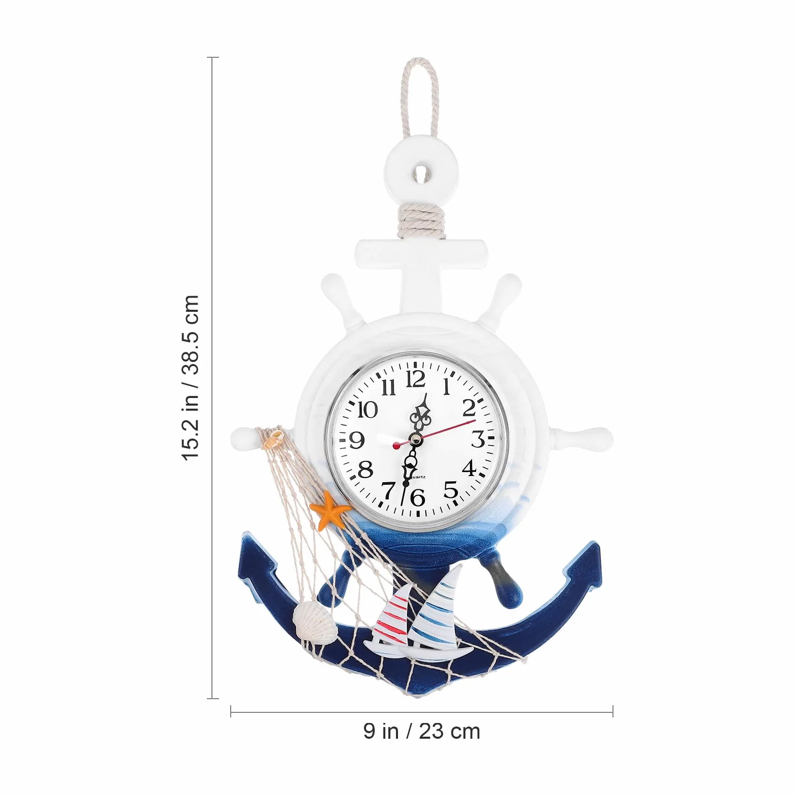 Homoyoyo Reloj Tema Mar Ancla Barco Estilo Mediterráneo Silencioso Decoración Hogar