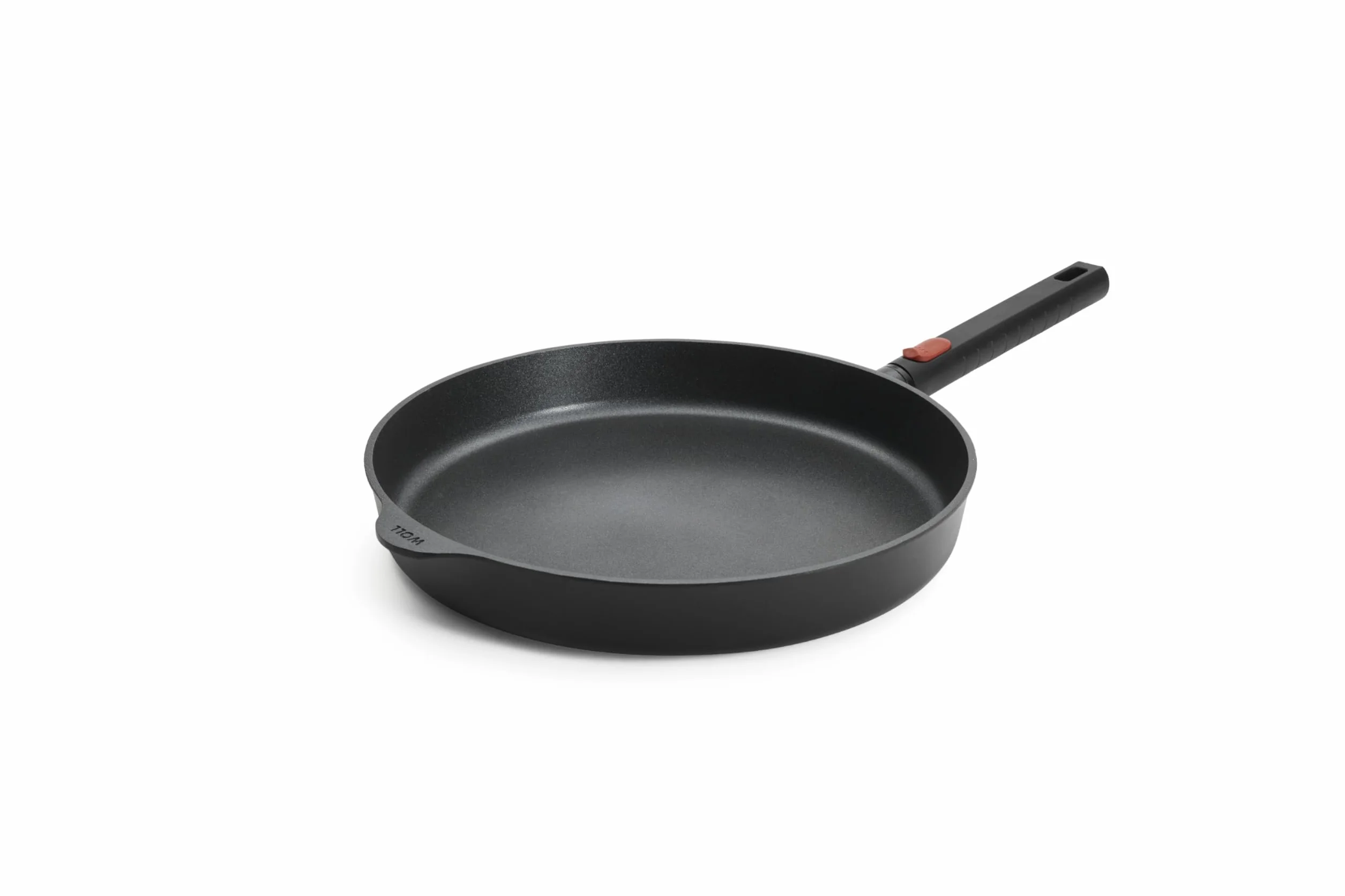 Woll Eco Logic QXR - Sartén plana de hierro fundido (inductiva, diámetro de 32 cm, 5 cm de alto, con mango extraíble, apta para todo tipo de cocinas, sin PFAS, revestimiento antiadherente, aluminio