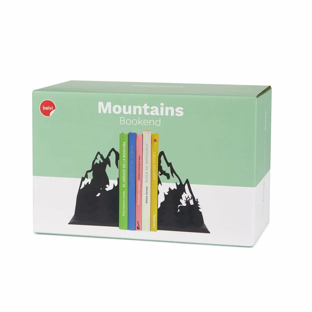 Balvi Sujetalibros Mountains Color Negro Representa un Paisaje de montaña Metal