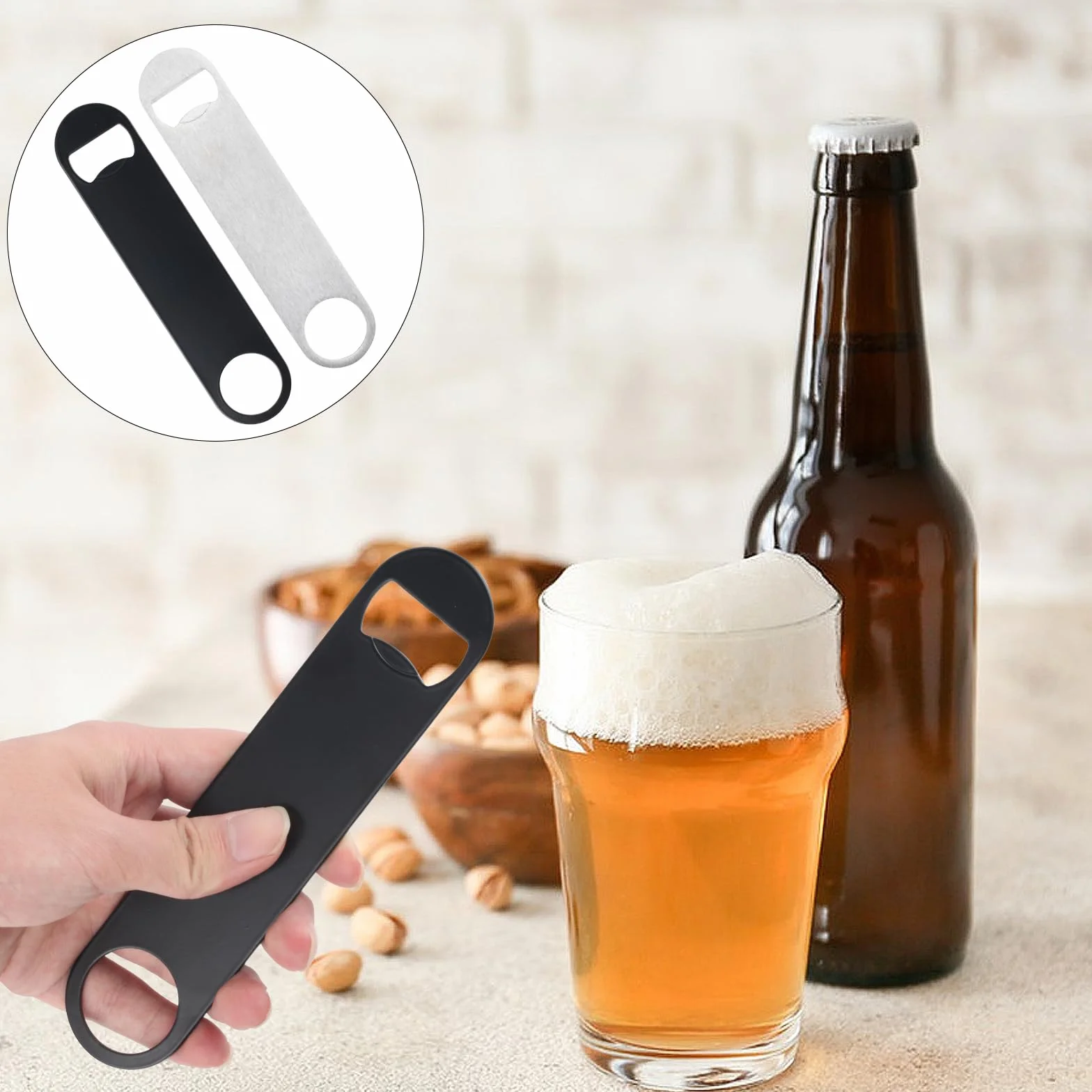 Abridores de botellas planos de acero inoxidable, paquete de 10, para cocina, bar y fiesta