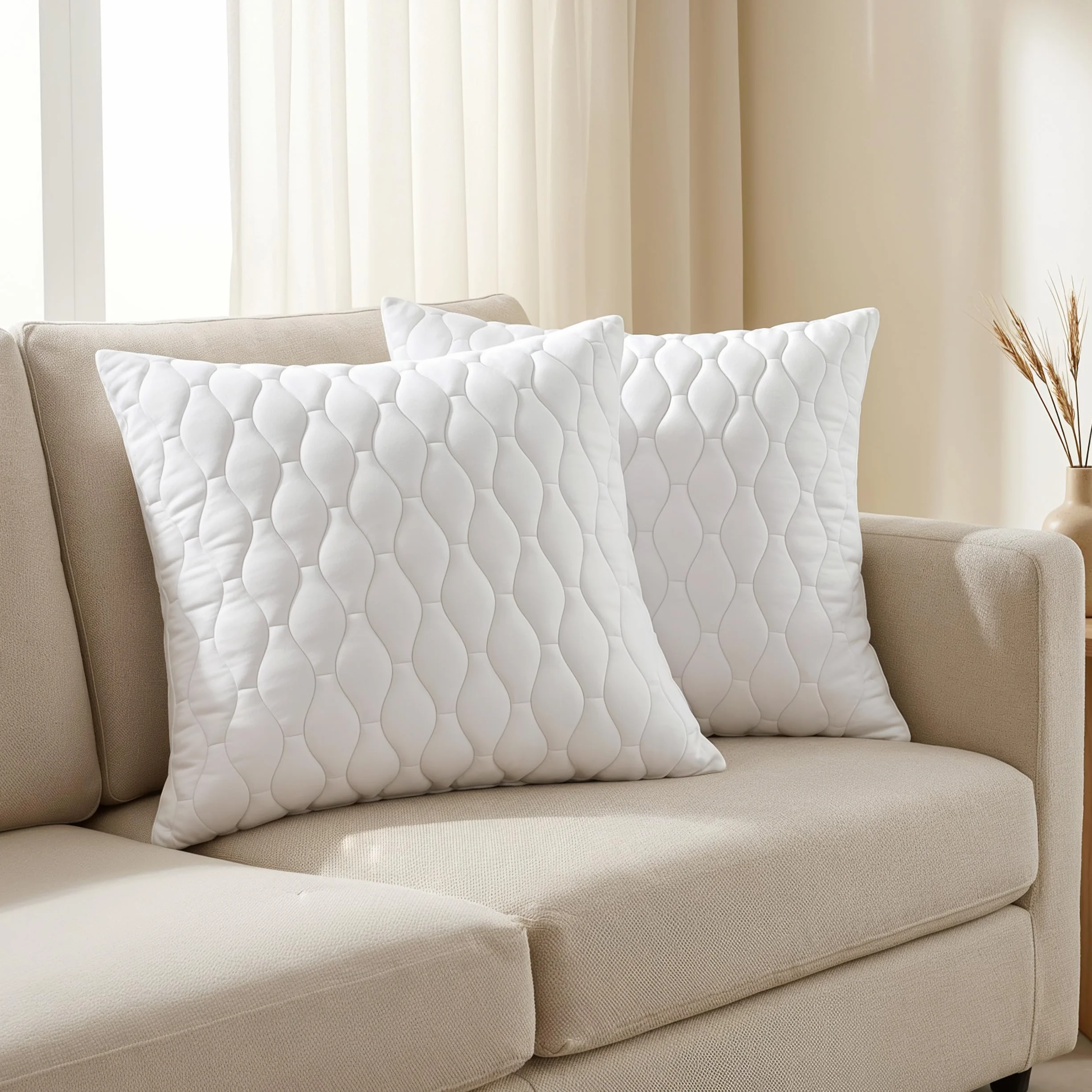 Utopia Bedding Relleno de Cojín Acolchada 50 x 50 cm 2 Unidades Almohadas de Sofá Blanco