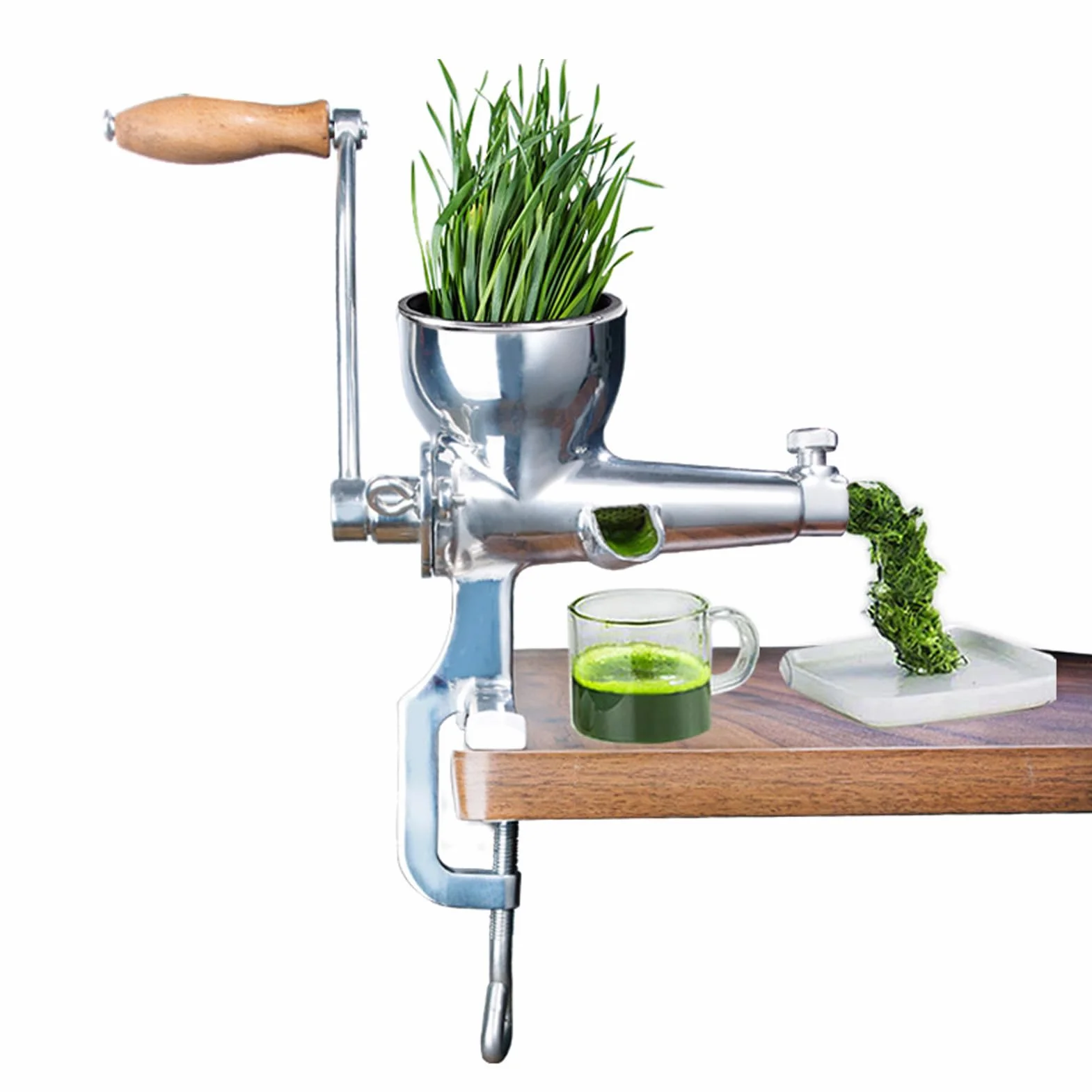 Exprimidor de Pasto de Trigo, Exprimidor Manual de Pasto de Trigo de Acero Inoxidable, Extractor de Frutas, Exprimidor Manual de Verduras para Uva, Apio, Col Rizada, Espinacas y