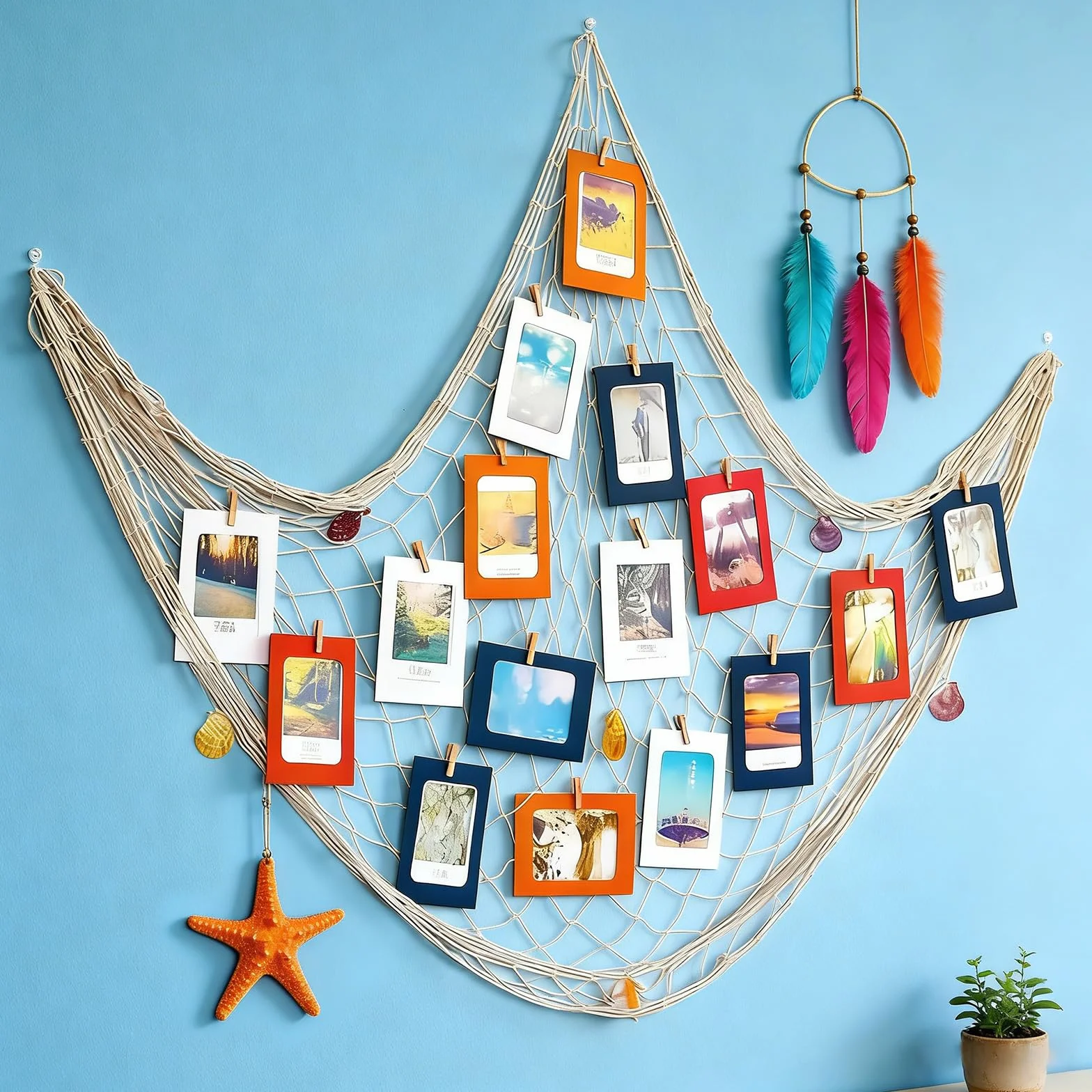 2 Piezas Red de Pesca Decorativa Algodón, 100 x 100cm Náutica Marítima, Pared Fiestas Hawaianas Piratas, Algodón Natural Red de Pesca para Decoración Des para Dormitorio Costero Baño