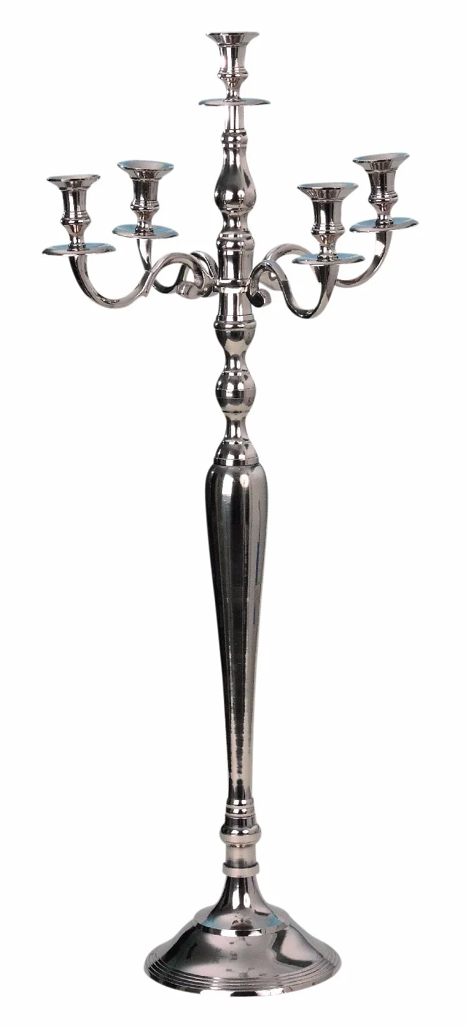Candelabro de 5 Brazos Plateado Candeleros Altura 100 cm