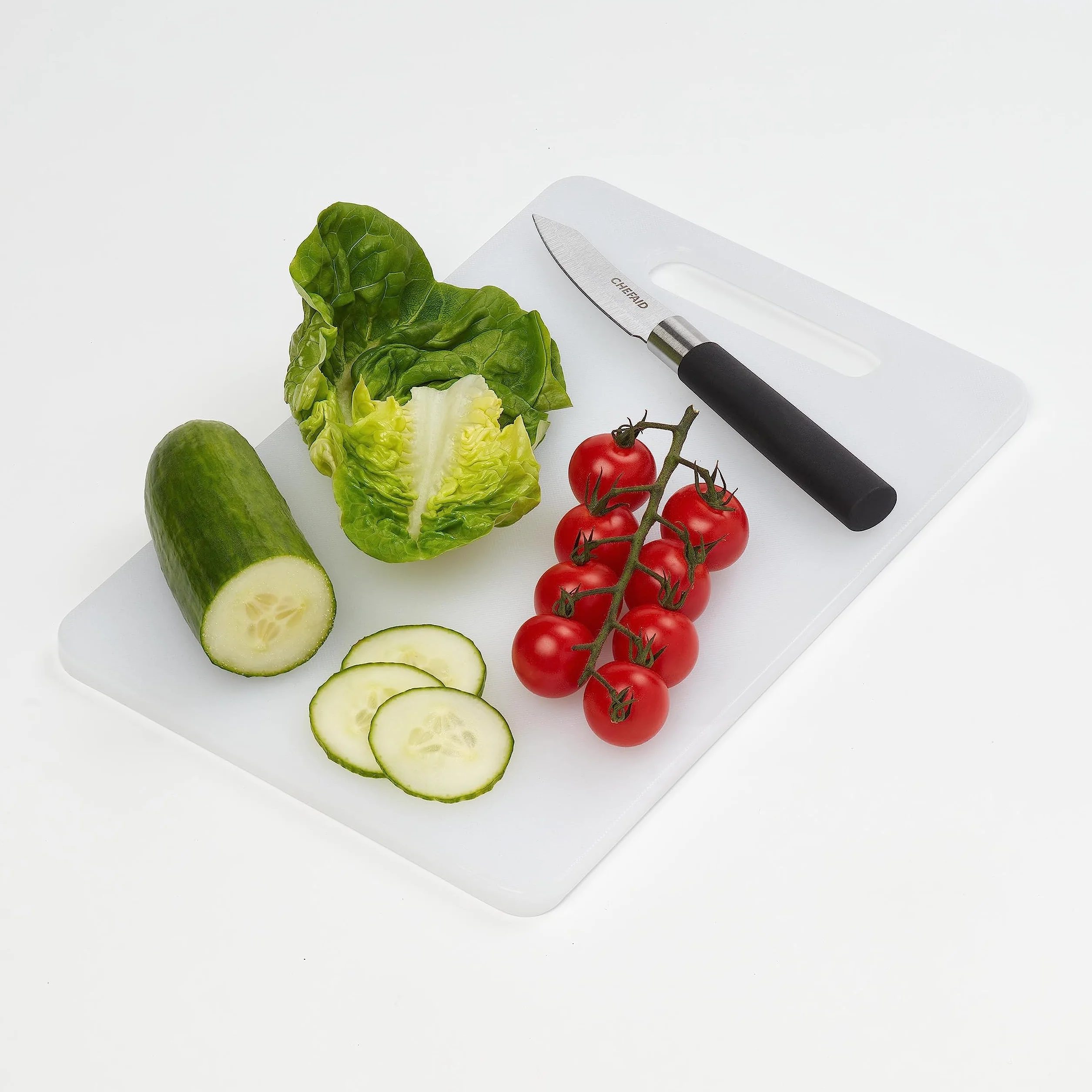 Chef Aid Tabla de cortar polietileno blanco 35x24 cm antideslizante multiusos apta lavavajillas