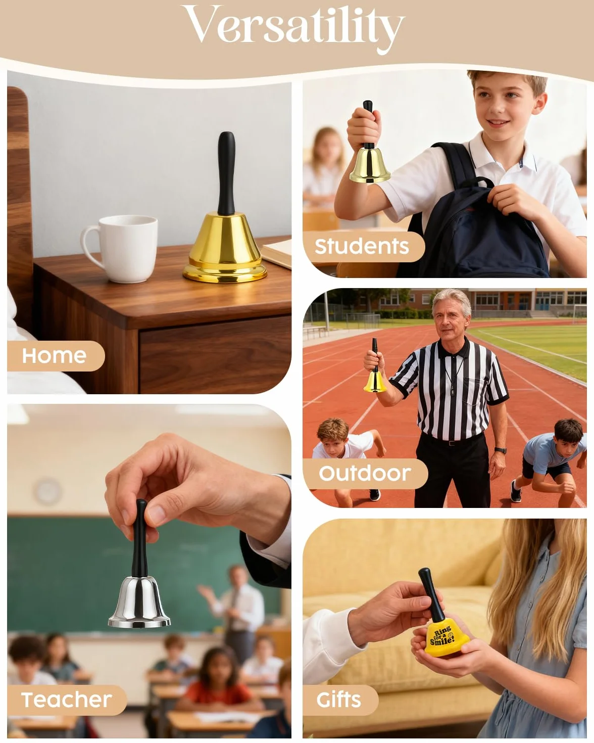Campana de Mano de Metal VABNEER para Hogar y Eventos - Timbre de Recepción