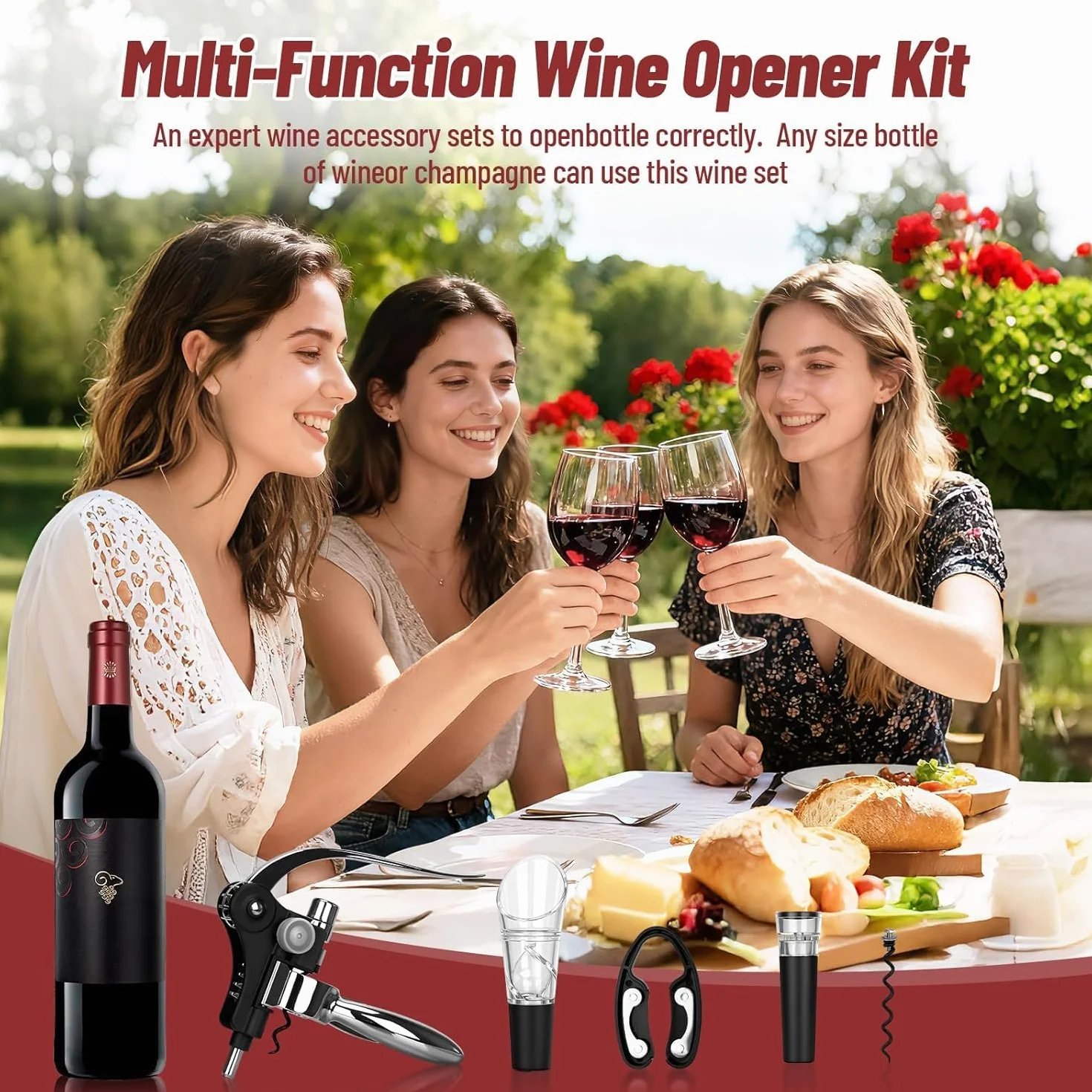 ZUSUZU Sacacorchos Set de Accesorios para Vino 5 Piezas Abridor de Vino de Conejo con Caja Regalo