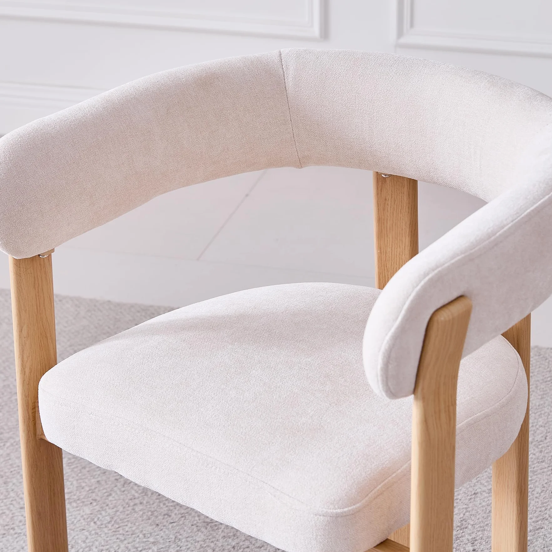 Juego de 4 sillas, sillón reclinable con Cojines de Tela,sillón de Estilo Medieval,Silla de Cocina,Patas de Metal,Apto para Dormitorio,Sala de Estar,Comedor - Beige