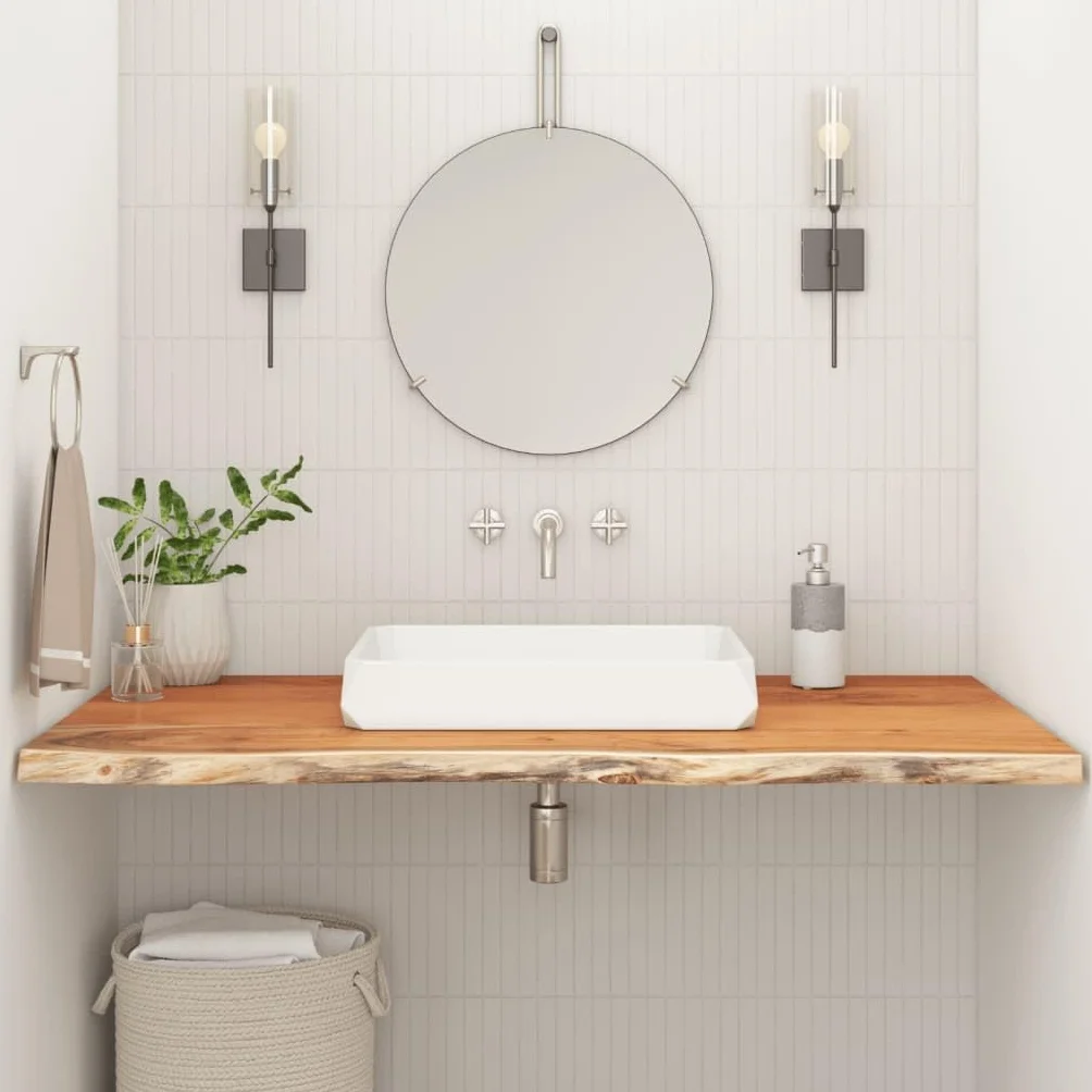 vidaXL Encimera de Baño Rectangular, Tablero de Tocador, Encimera de Lavabo, Tablero para Armario, Madera Maciza de Acacia 110x60x2,5 cm