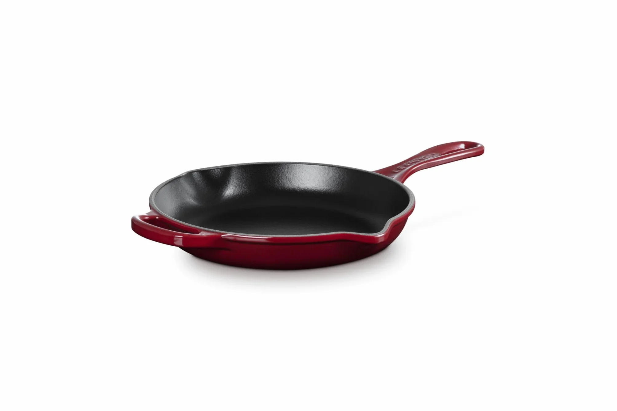 Le Creuset Signature 20182239490422 Sartén de hierro fundido esmaltado con mango auxiliar y dos labios de vertido, 23 cm, granate