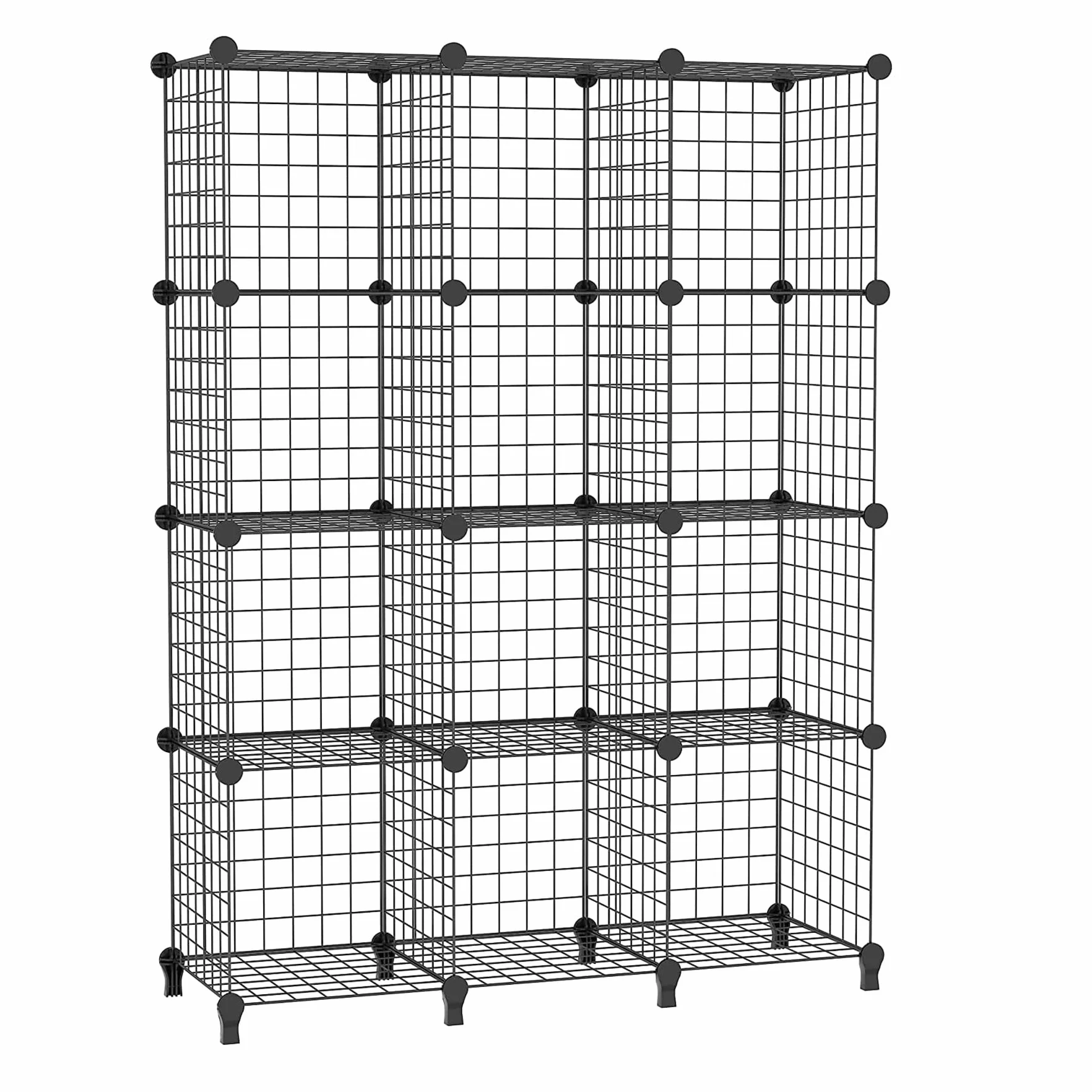AWTATOS Estante de Almacenamiento 12 Cubos, Organizador modular de Alambre de Hierro, Negro