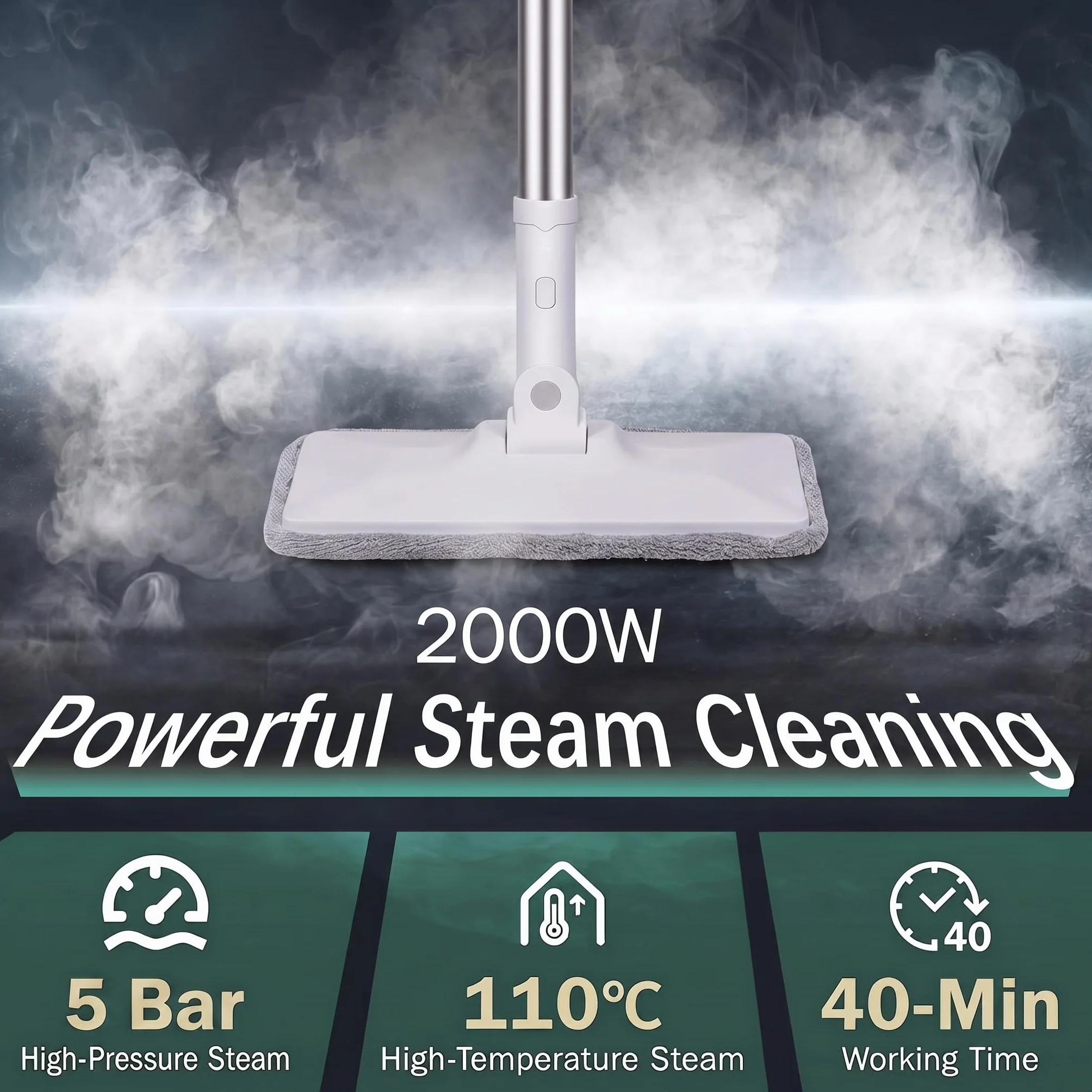 Vaporeta Limpiador a Vapor 2000W 5bar Máquina de Vapor para Cocinas, Azulejos