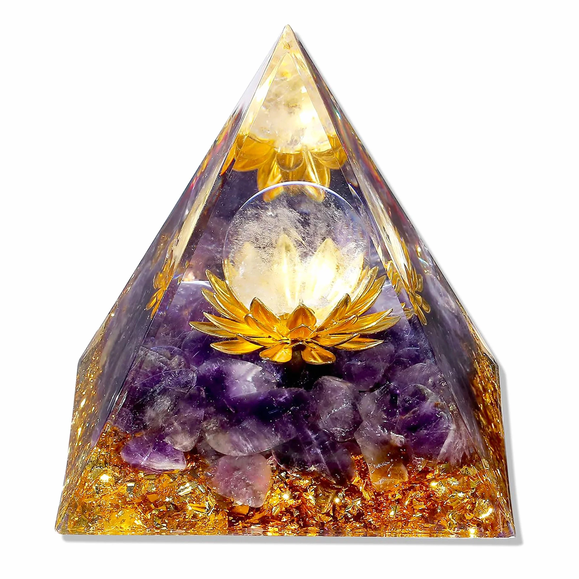 XIANNVXI Torre de vidrio curativo de amatista, orgonita, flores de loto, regalos espirituales para mujeres