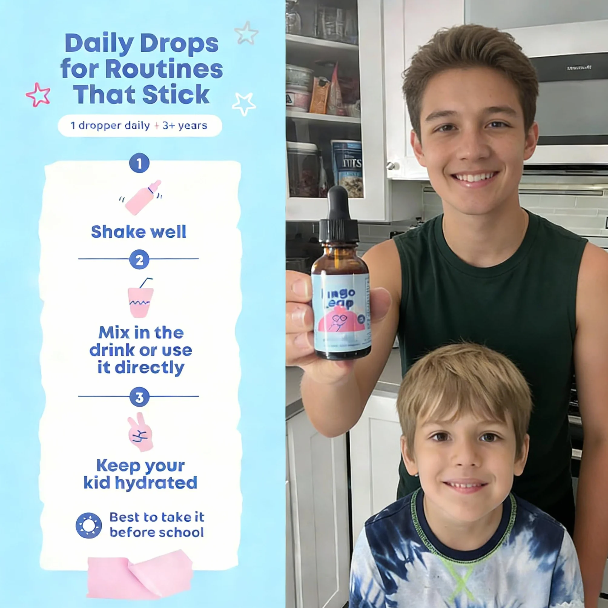 Gotas para niños genios | Ayuda al metabolismo energético normal y suavidad diaria