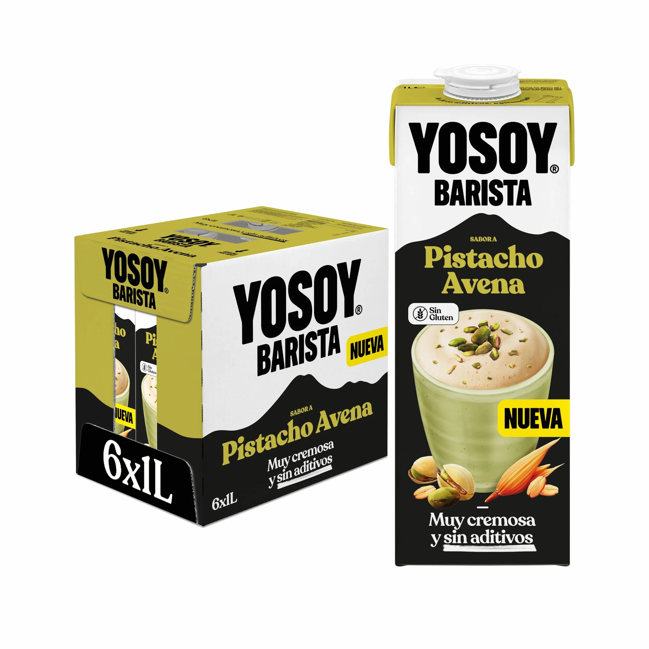 YOSOY Bebida Vegetal Barista Pistacho Avena Pack 6 x 1L