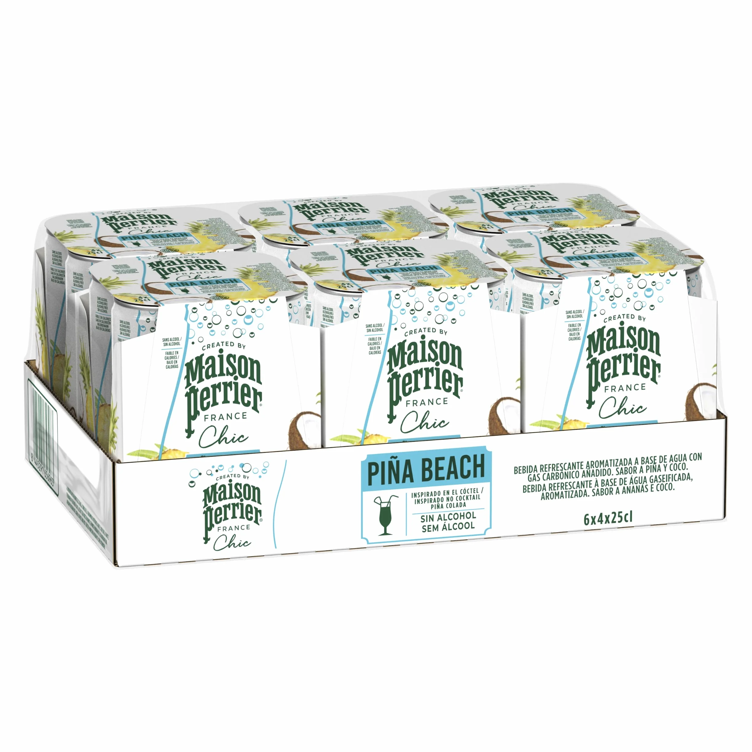 MAISON PERRIER CHIC Piña Beach cóctel sin alcohol 6 packs 4 x 25cl 24 Latas