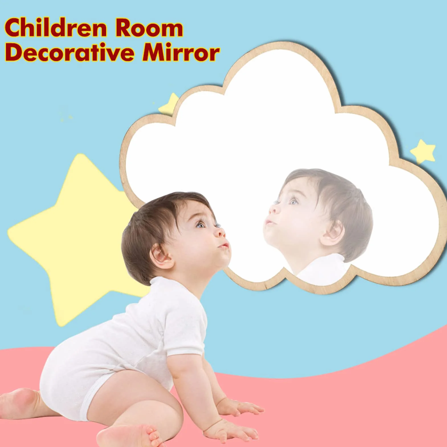 Espejo para Niños con Calcomanía Decorativa de Nube, Pegatina Acrílica para Hogar