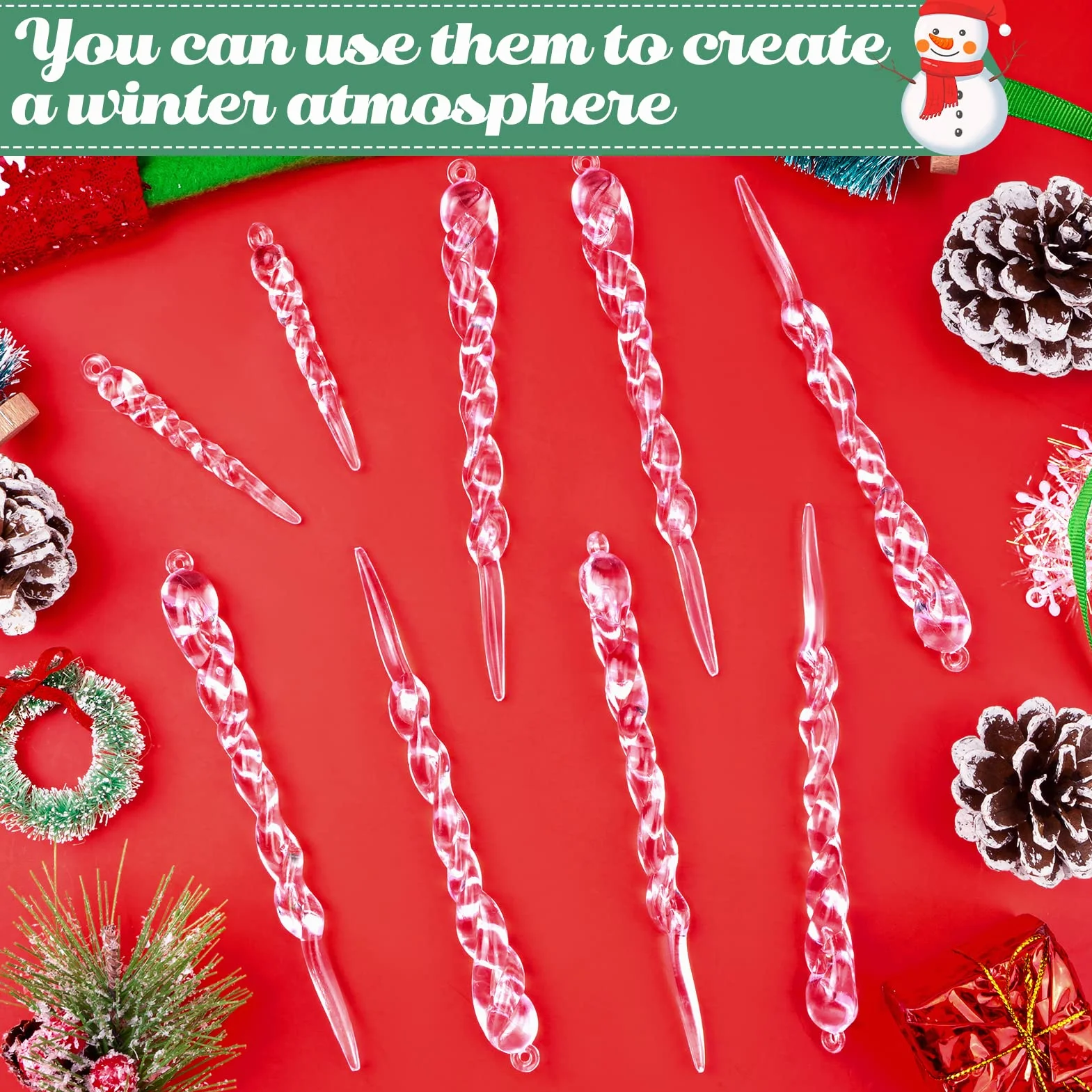Decoración de Árboles de Navidad Carámbanos Acrílicos Colgantes con Cuerda