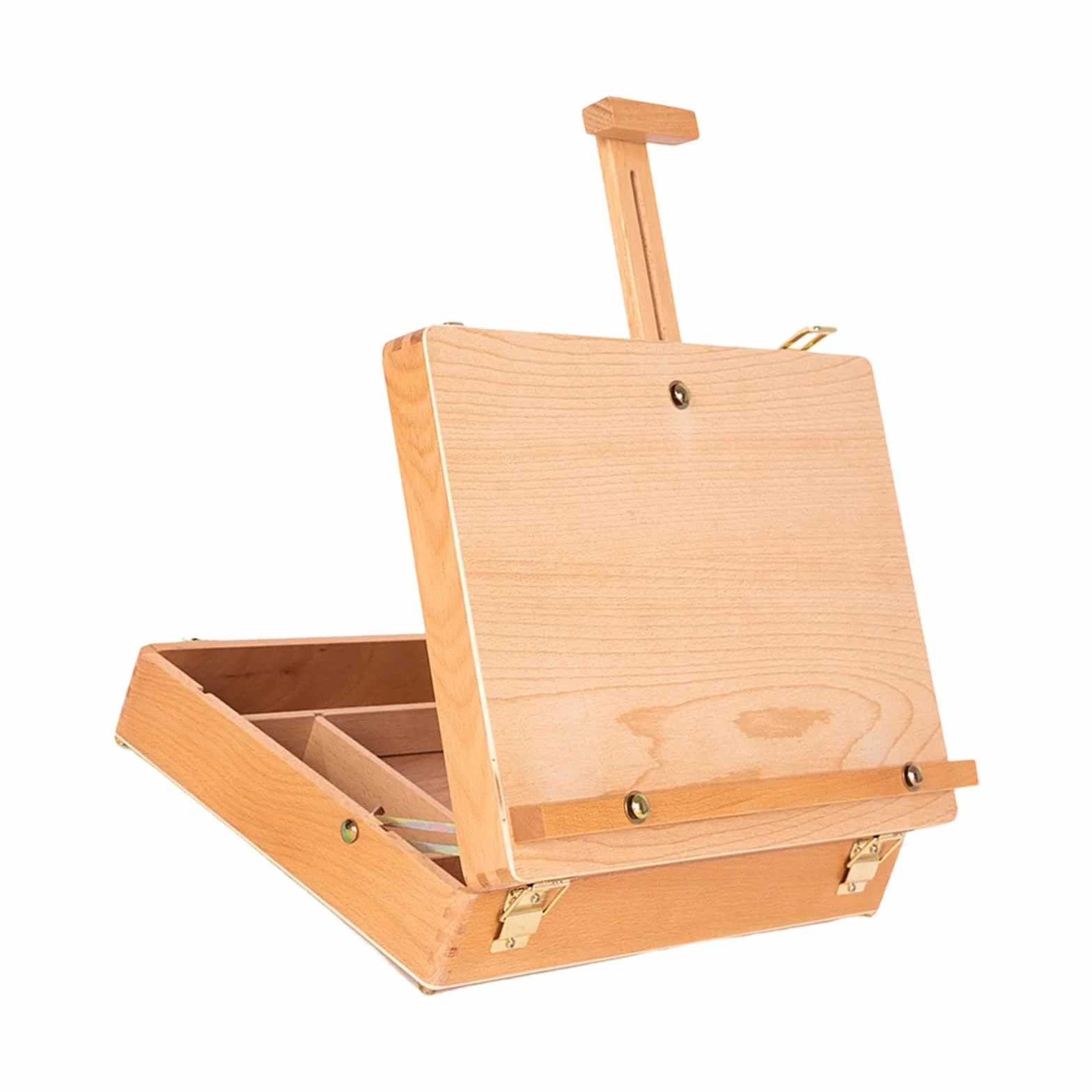 Caja de madera para pintura de artista, con múltiples compartimentos, plegable, diseño de caballete para pintar, caballete de bocetos
