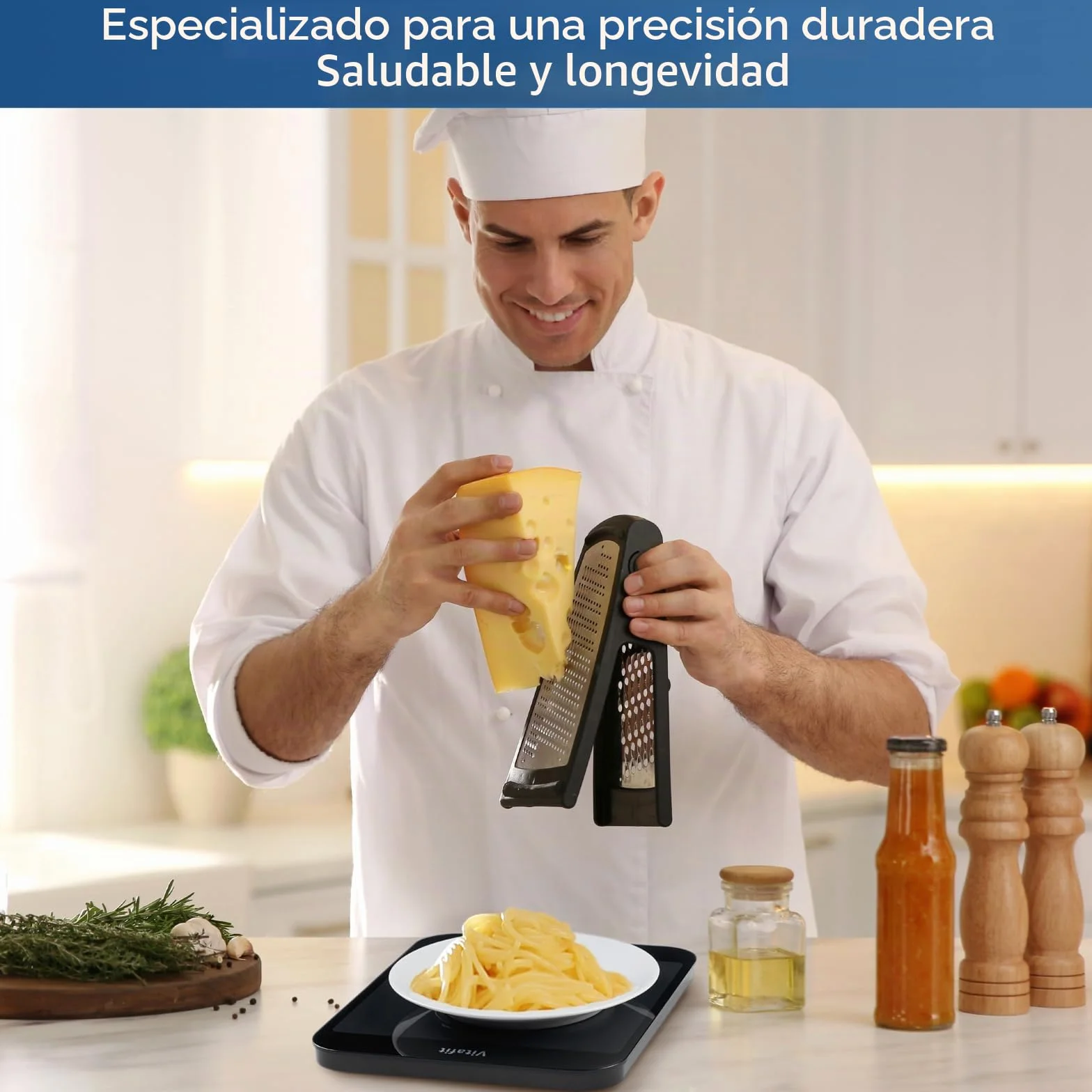 Vitafit Báscula Cocina Digital 15kg 1g Precisión Plataforma 215x180mm Negro