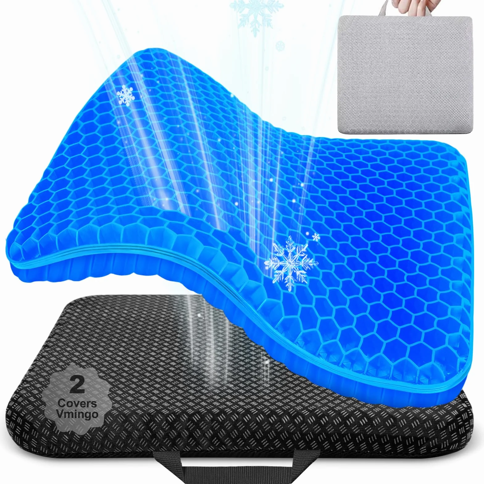 Cojín de Gel Antiescaras para Silla de Oficina, Funda Extraíble y Antideslizante, Transpirable, Azul Oscuro