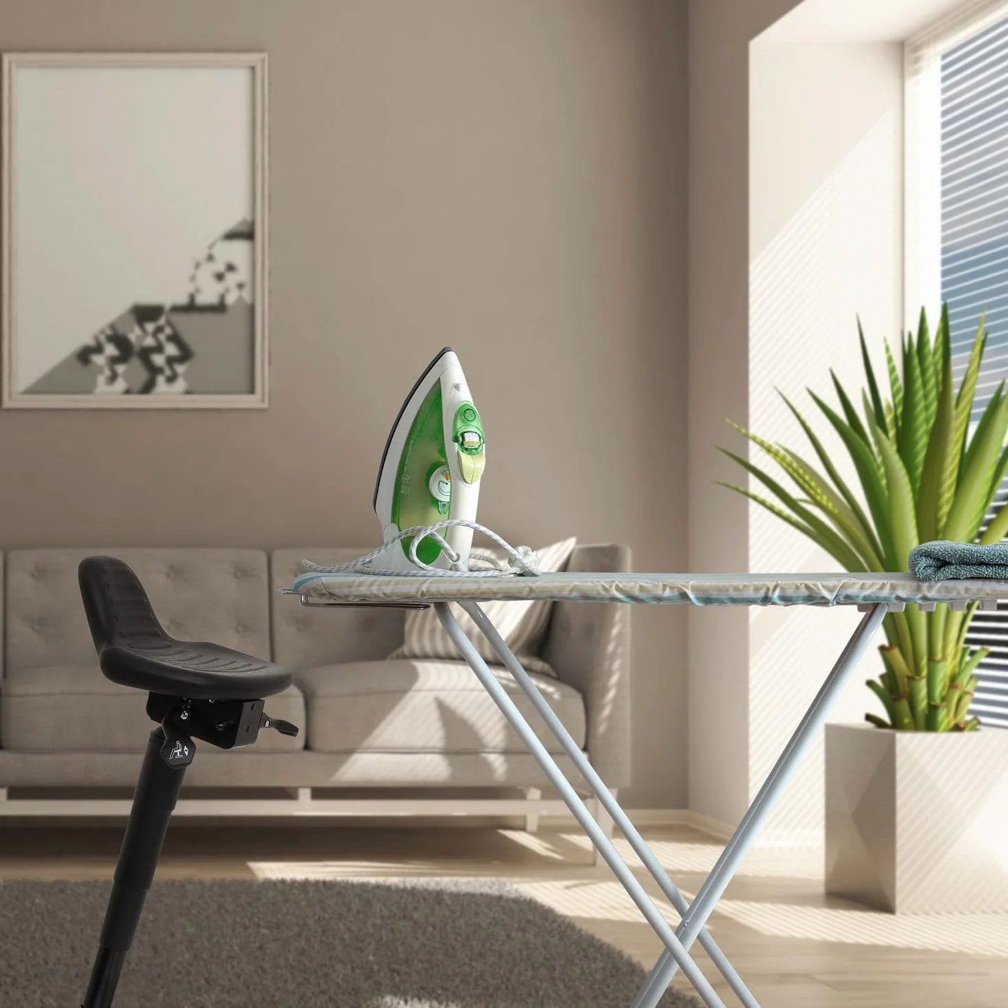 Taburete para Oficina Taburete de Trabajo Multiusos Top Work 34 Asiento de Goma Duro con Respaldo Altura Ajustable Negro