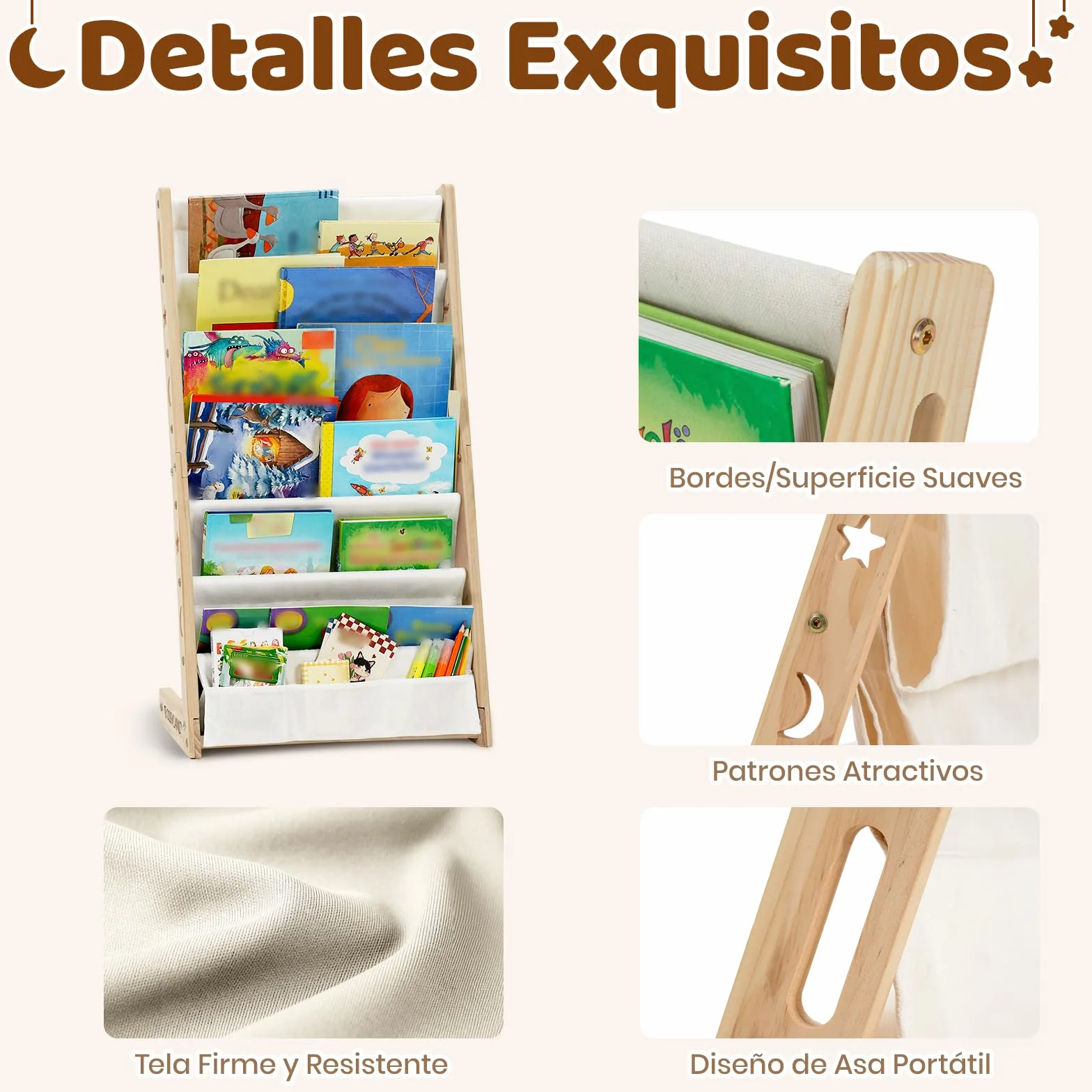 COSYLAND Estantería Infantil 7 Niveles Organizador Libros Dormitorio Guardería Sala Juegos Natural Mediano