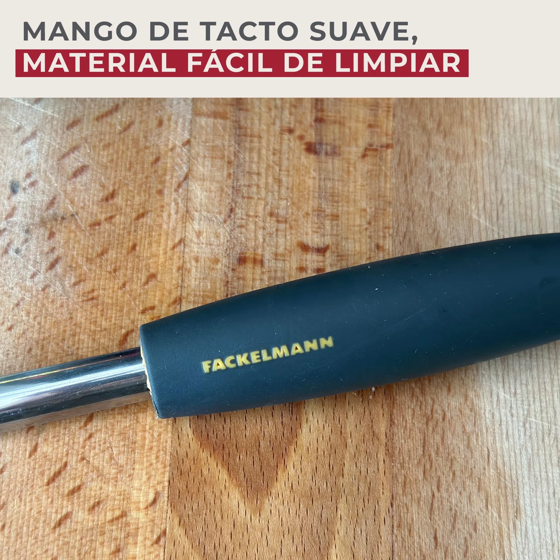 Fackelmann Espumadera de Malla, Acero Inoxidable, 30x11x8 cm, Naranja y Gris