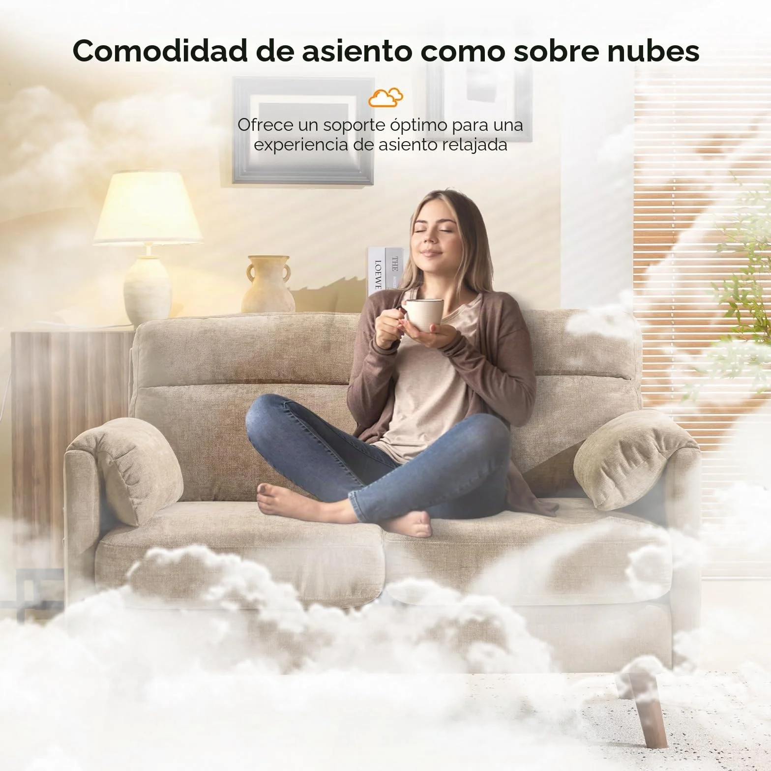 Sofá Bonnlo 2 plazas pequeño, sofá mini de 125 cm, pequeño sofá de tela con suaves reposabrazos, pequeño sofá para oficina, sala de estar, dormitorio y estudio, montaje sencillo, lino (marrón)