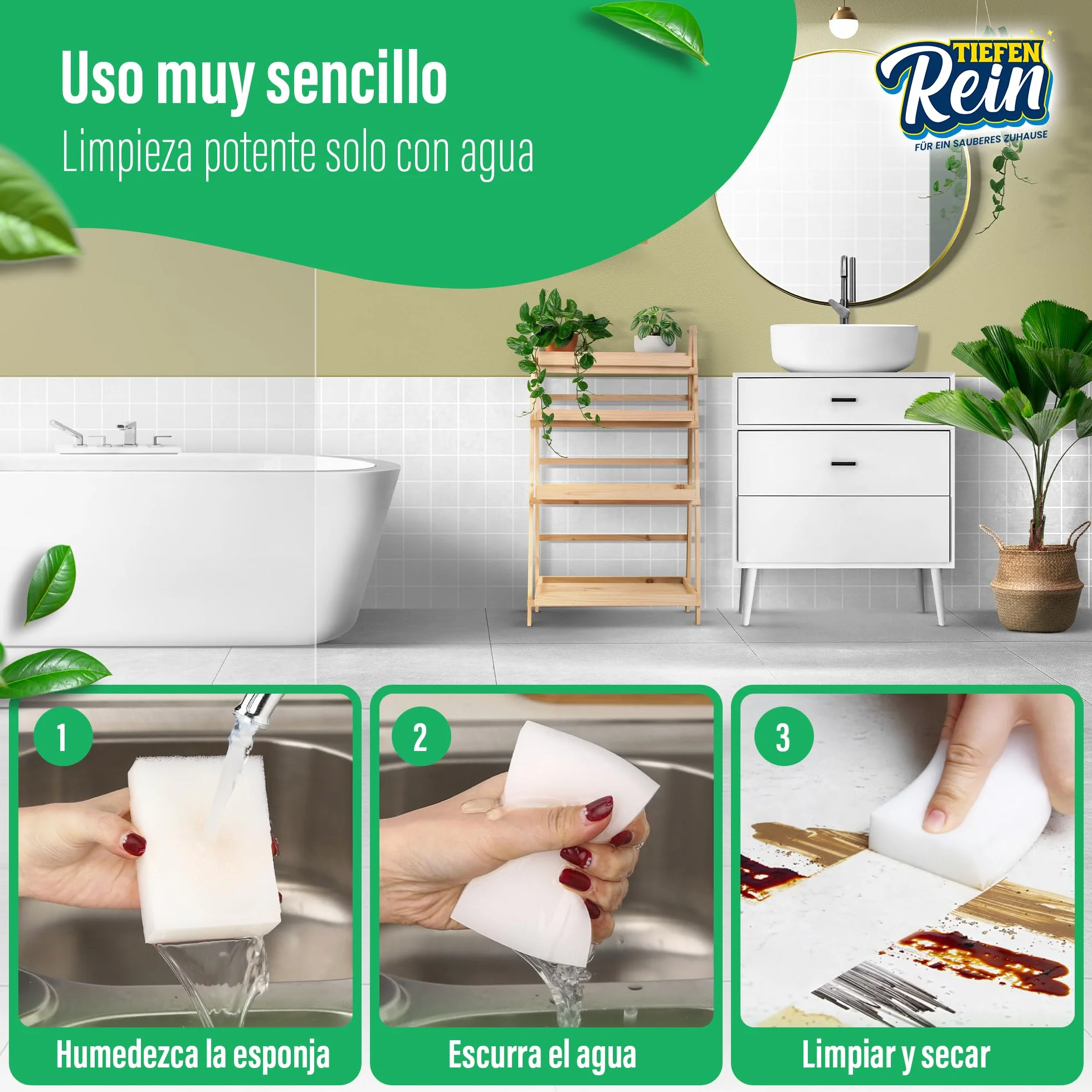 Esponja Magica de Melamina Extra Duradera 2 Piezas - Borrador Magico Cleaner de Suciedad