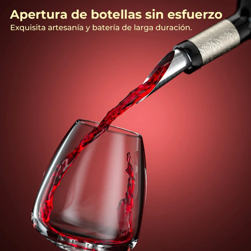 GHB Sacacorchos Eléctrico 6 en 1 Abridor de Botellas Recargable con Cortador de Papel, Vertedor, Tapón de Vacío, Aerator, Anillo de Vino, Cable USB