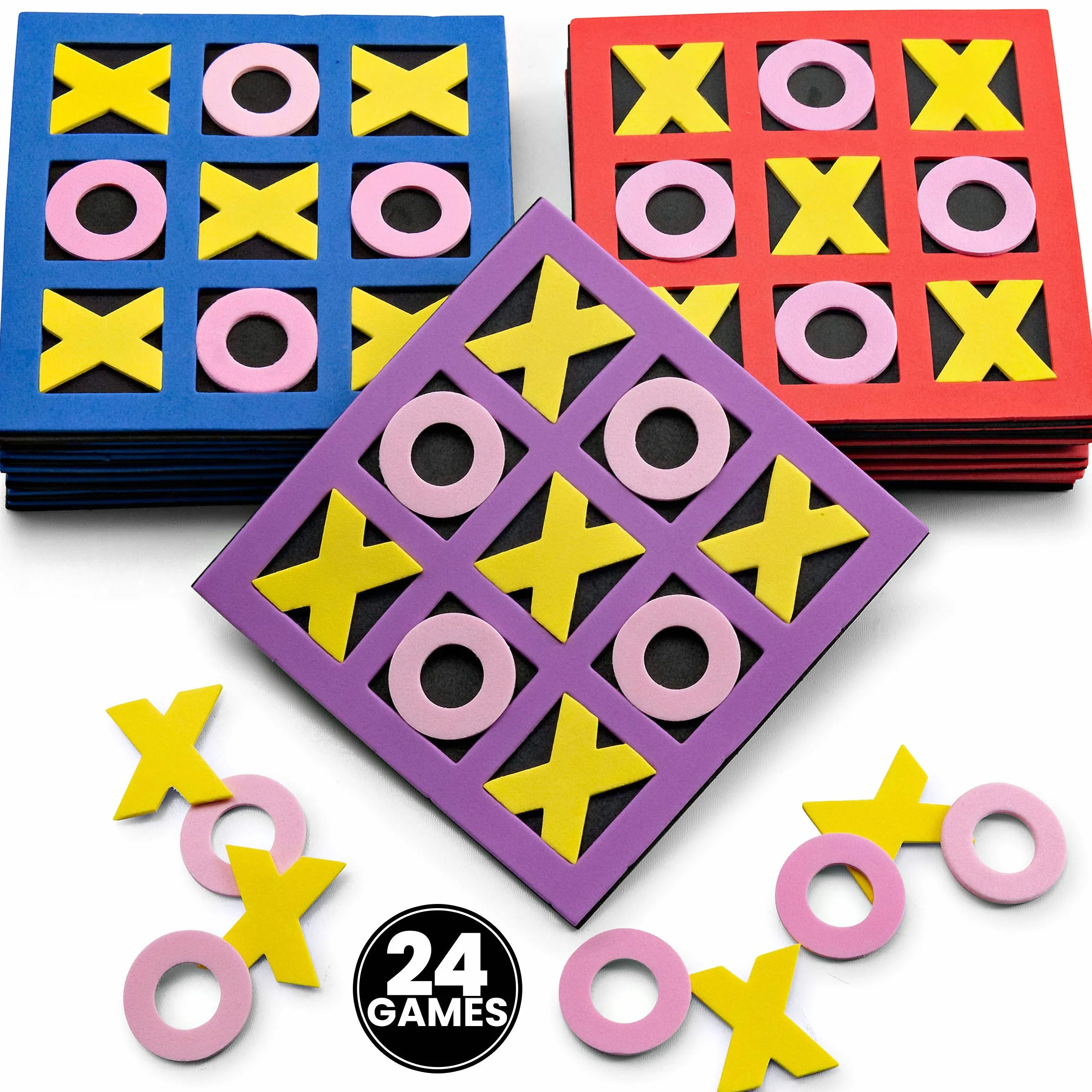 Juego de Tres en Raya Bedwina 24 pzas, Mini Tablero de Espuma 12,7 cm para Niños