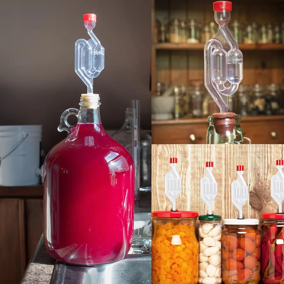 Tubo de Fermentación Airlock, Airlock para Fermentación, Válvula de Bloqueo de Aire Transparente para Elaboración de Cerveza, Vino, y Encurtidos, 3pcs
