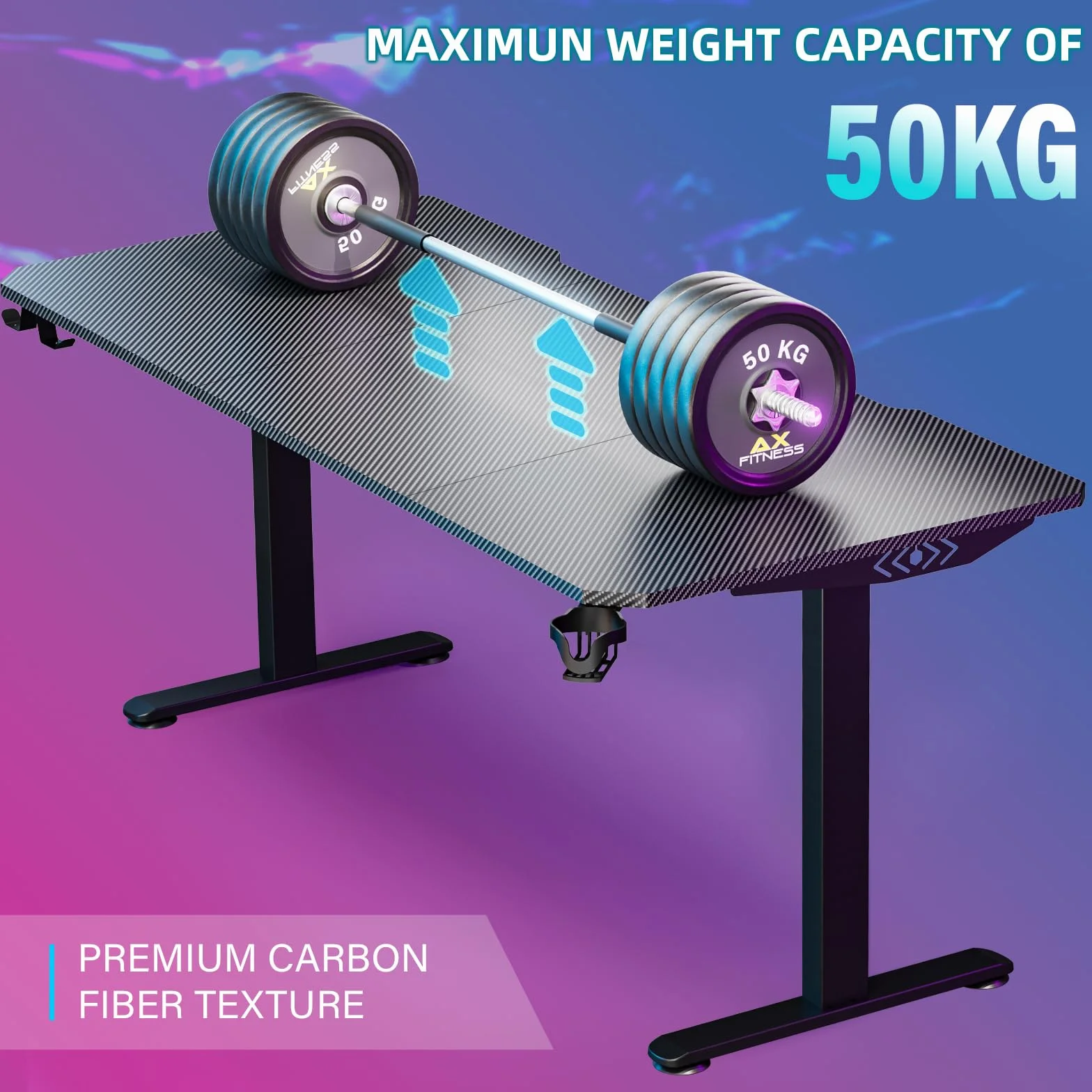 Himimi Mesa Gaming,Escritorio Gaming de Ergonómica, Escritorio Gamer de Fibra de Carbono, Escritorio de Juego con Alfombrilla de Ratón, Portavasos y Gancho para Auriculares,Negro （180x70x80 cm ）