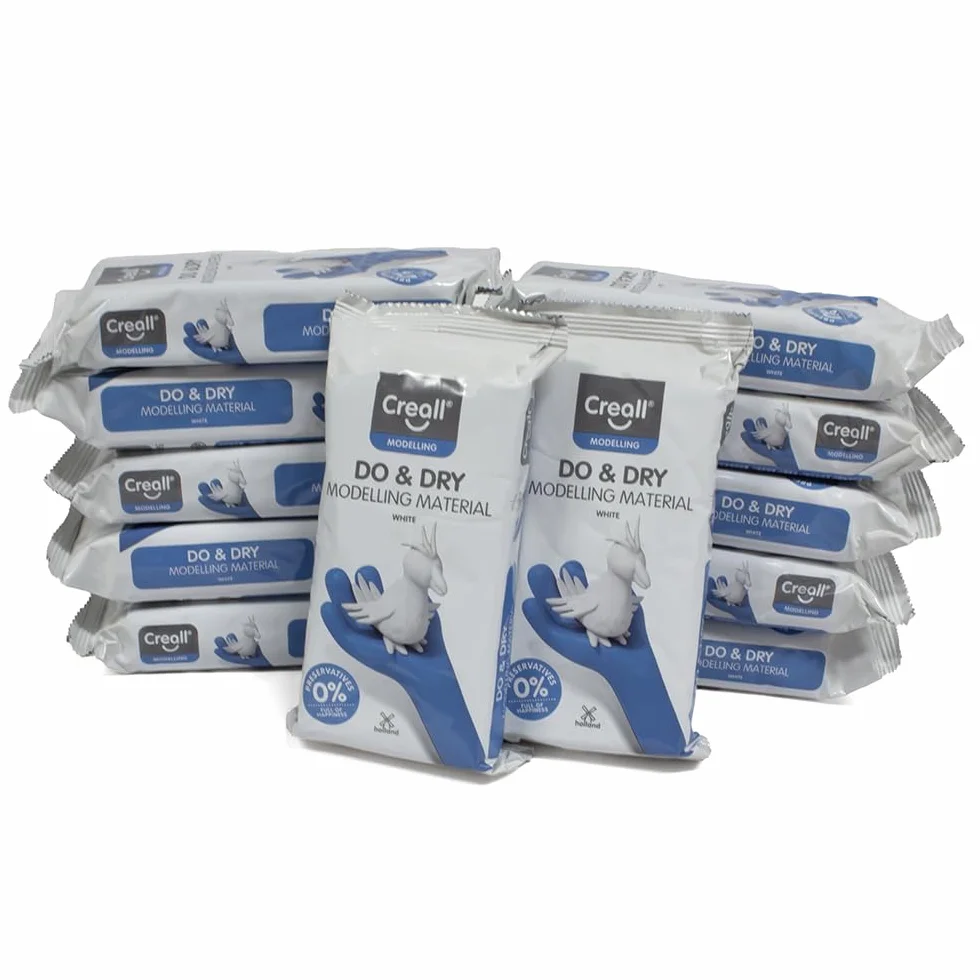 Creall Do & Dry Pasta para Modelar de Secado al Aire, Blanca, 12 x 1000 g | Arcilla sin horno | Lista para usar y suave | Manualidades, escuela, hobby y proyectos DIY