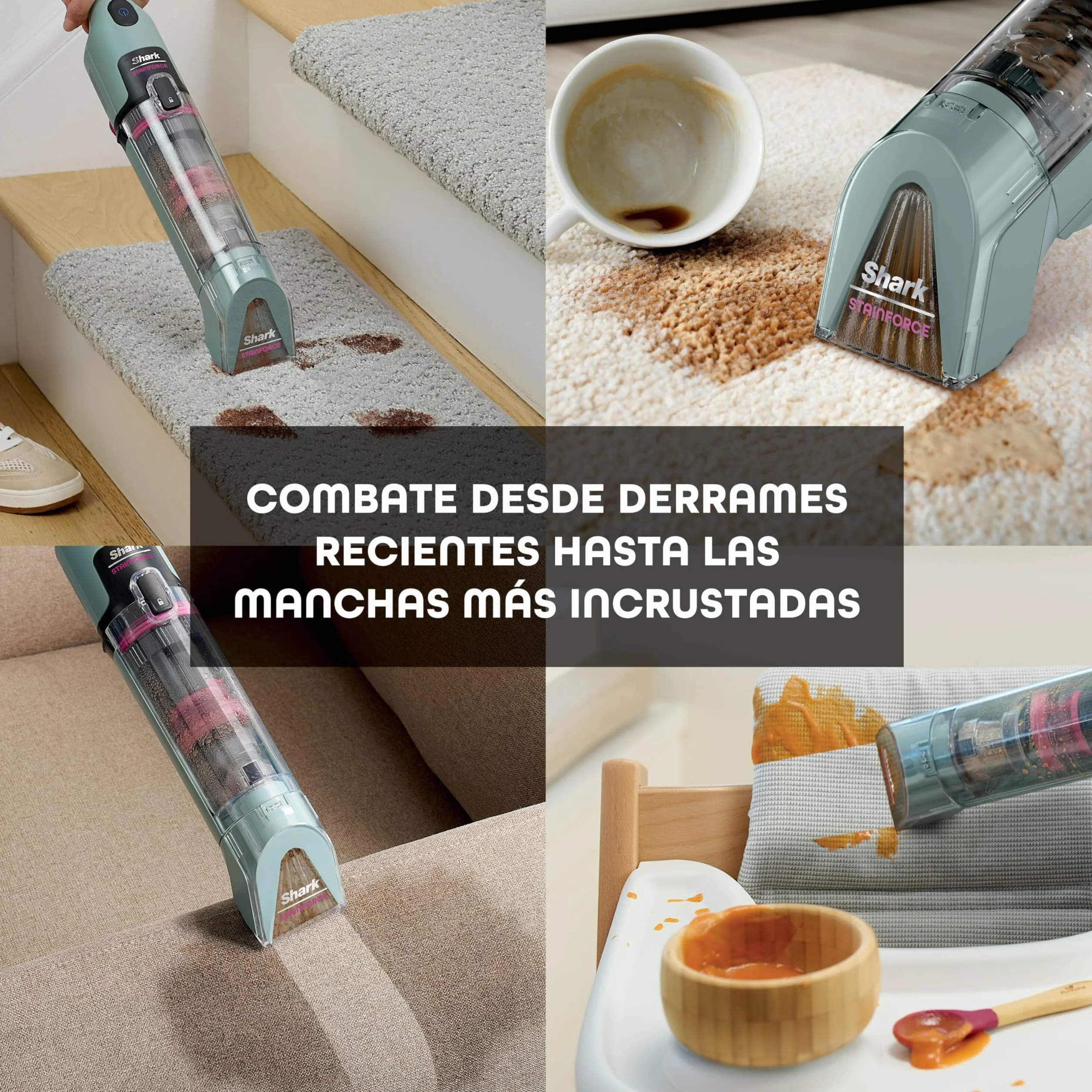Shark StainForce Limpiador Portátil para Manchas y Olores - Limpieza de Alfombras, Tapicerías, Escaleras y Coches - Incluye Accesorios y 2 Soluciones de Limpieza - Cobre, HX100EUCP