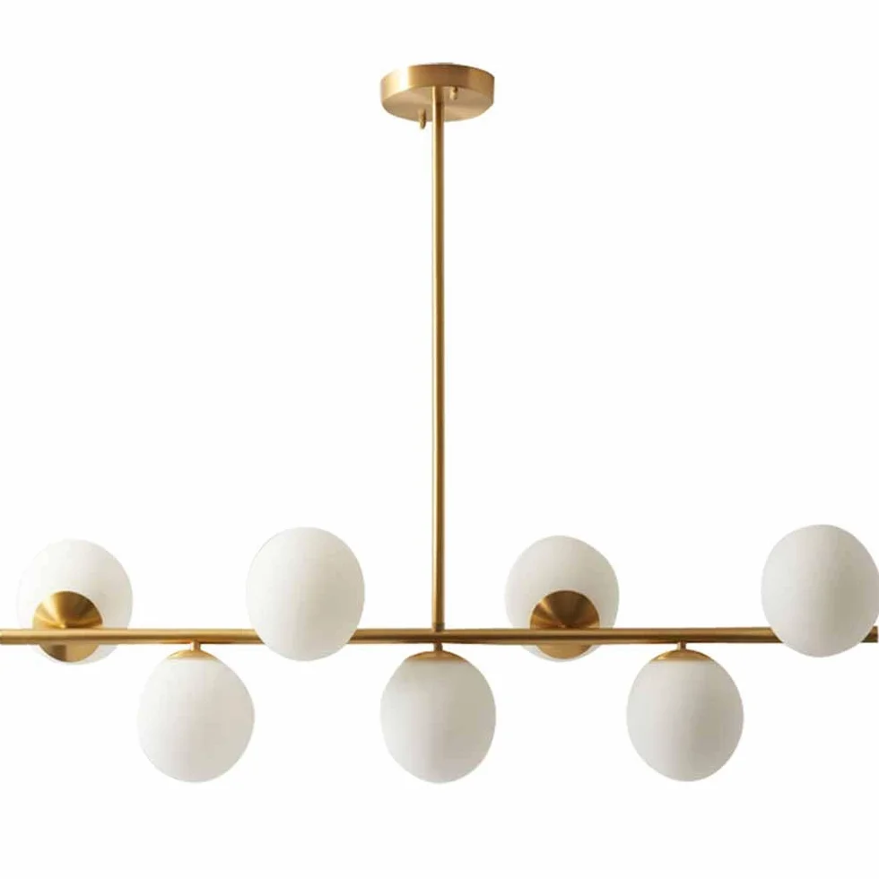 Lámparas de araña Doradas Modernas de 7 Luces Lámpara Colgante de Mediados de Siglo con Globos de Vidrio Esmerilado Blanco E27 Lámpara Colgante de Techo para Isla de Cocina Comedor Sala de Estar Dor