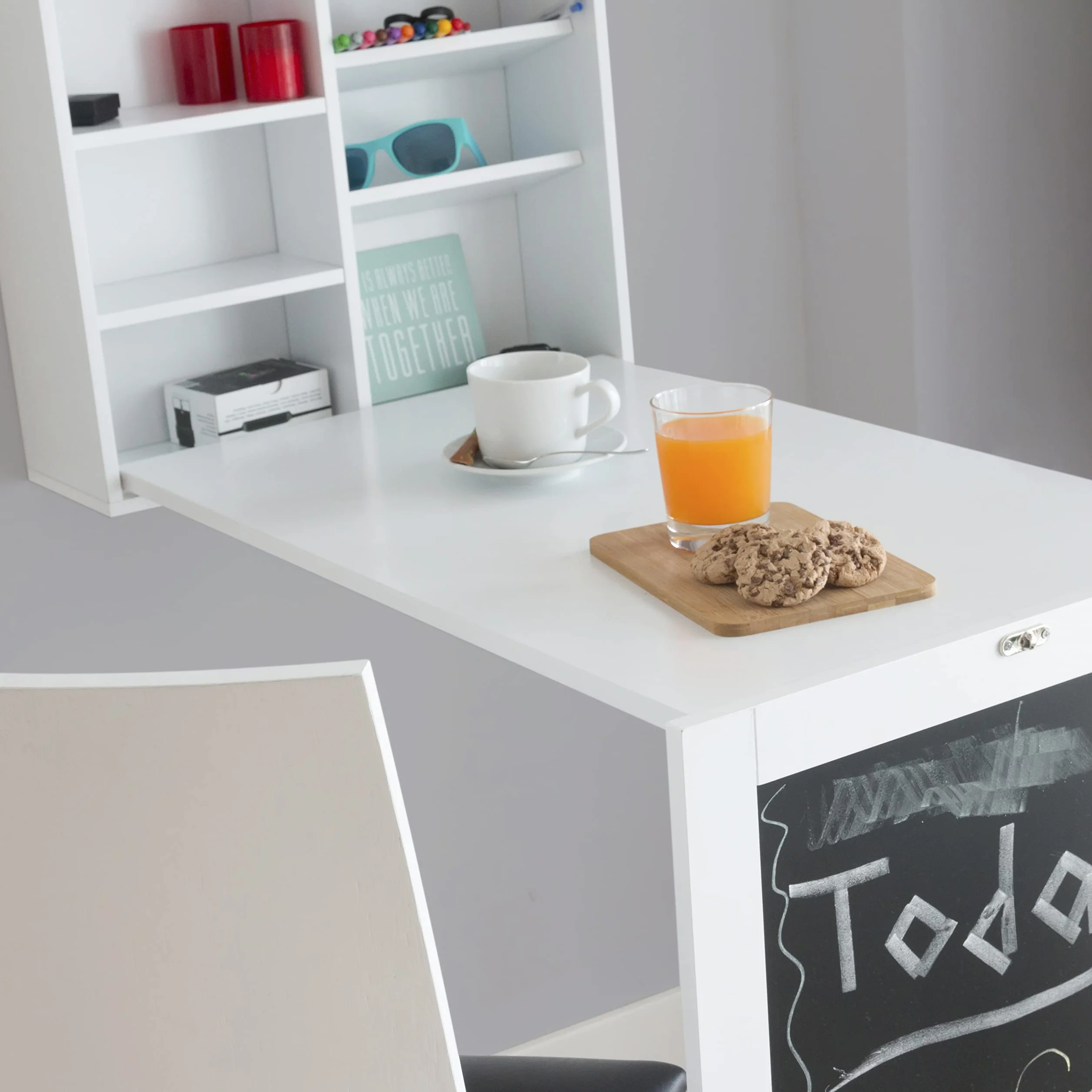 InnovaGoods Mesa Plegable de Pared Woldy 80x50x18 cm Blanco
