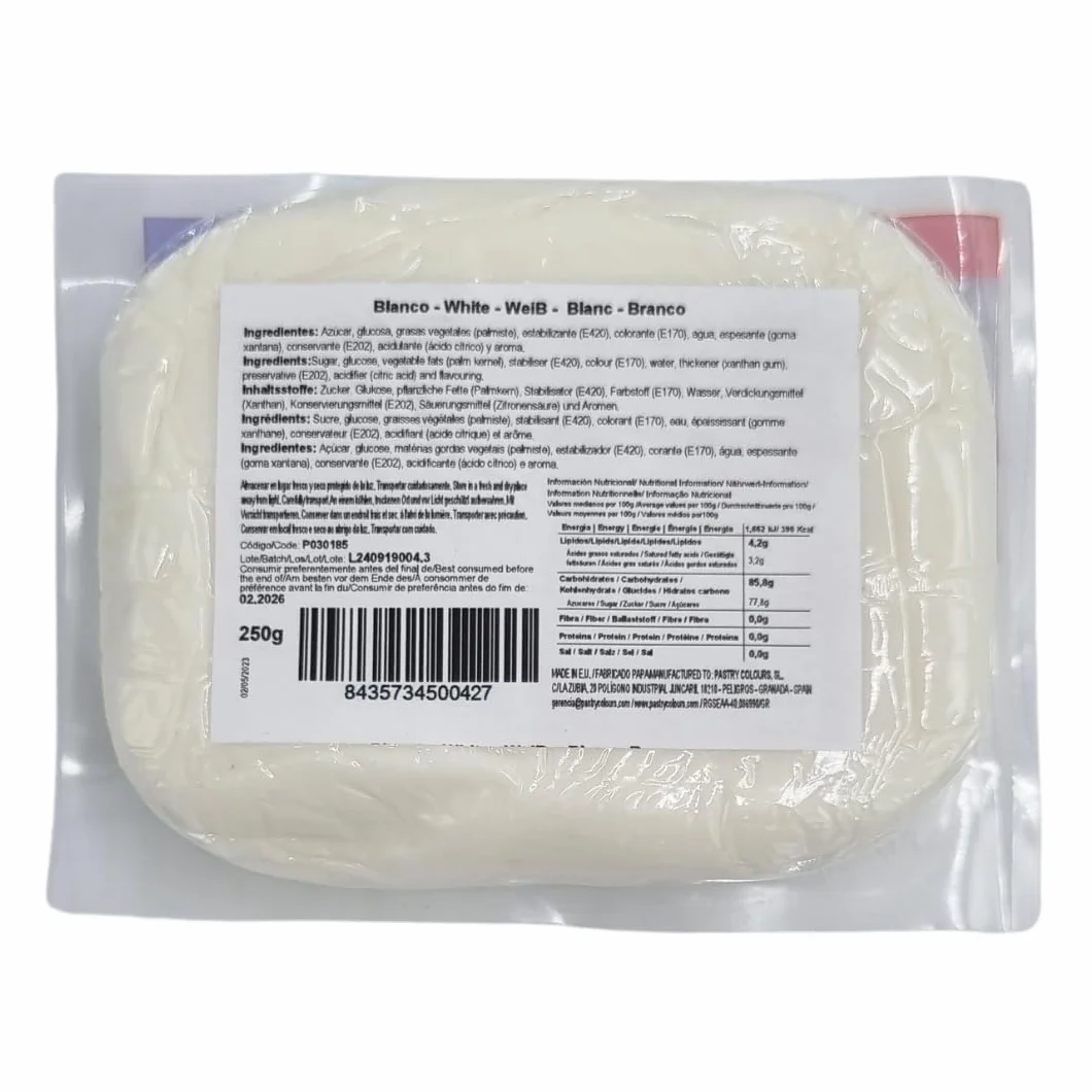 Pasta de Azucar Fondant Blanco 250g para Cubrir Tartas y Decorar Pasteles