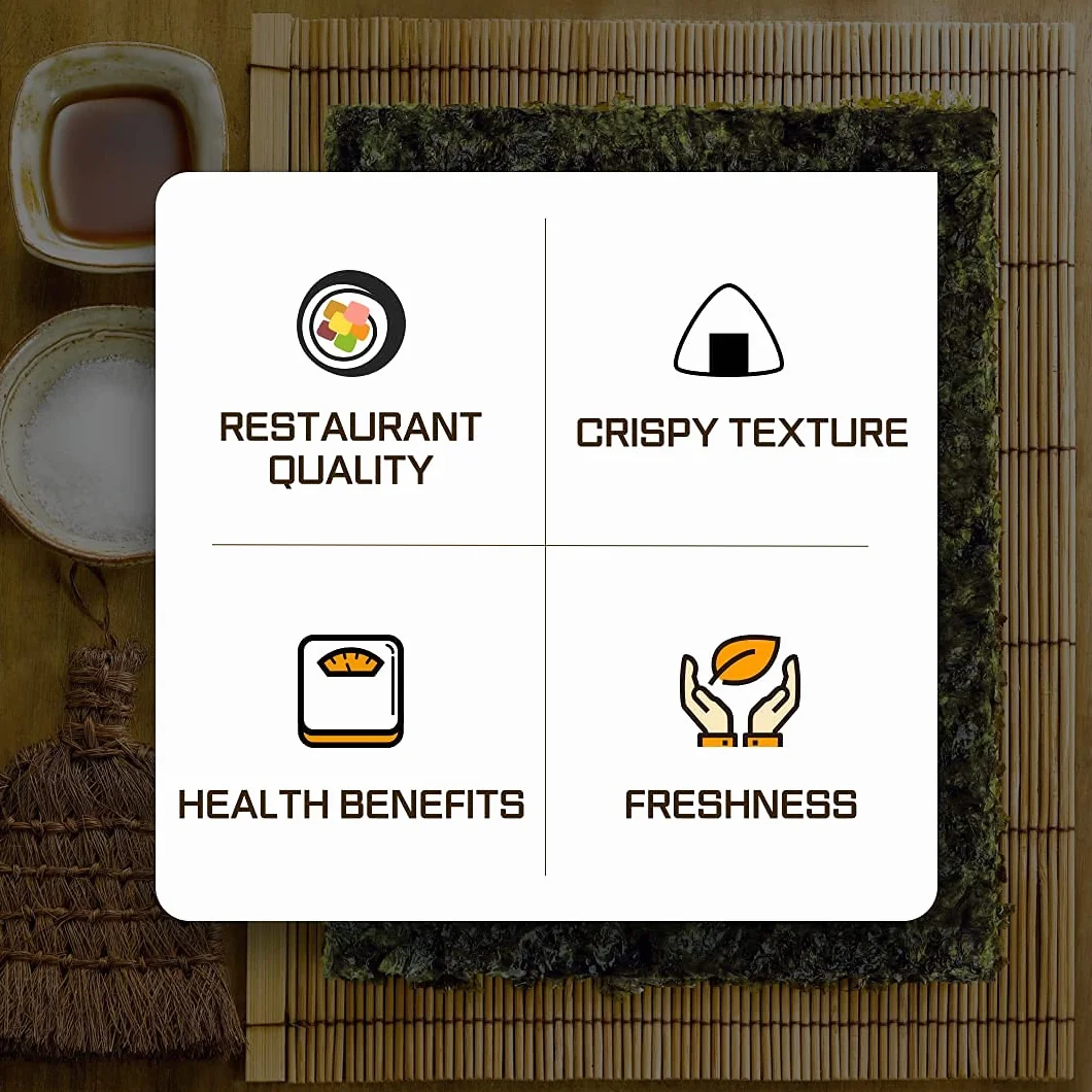 Orgánica Sushi Nori 50 Hojas, Oro grado, producto de Corea